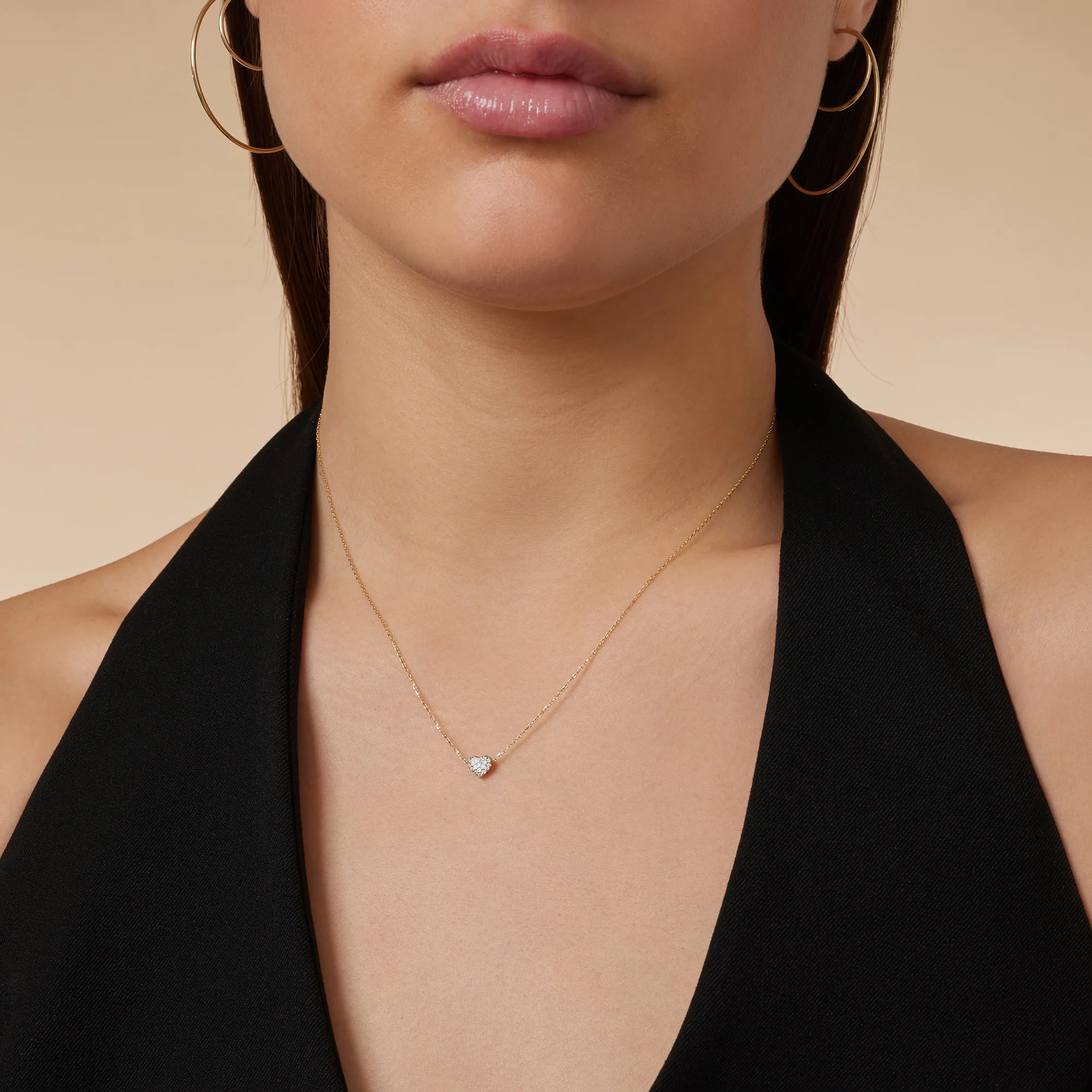 Pavé Cubic Zirconia Puffy Heart Pendant Necklace - Image 6