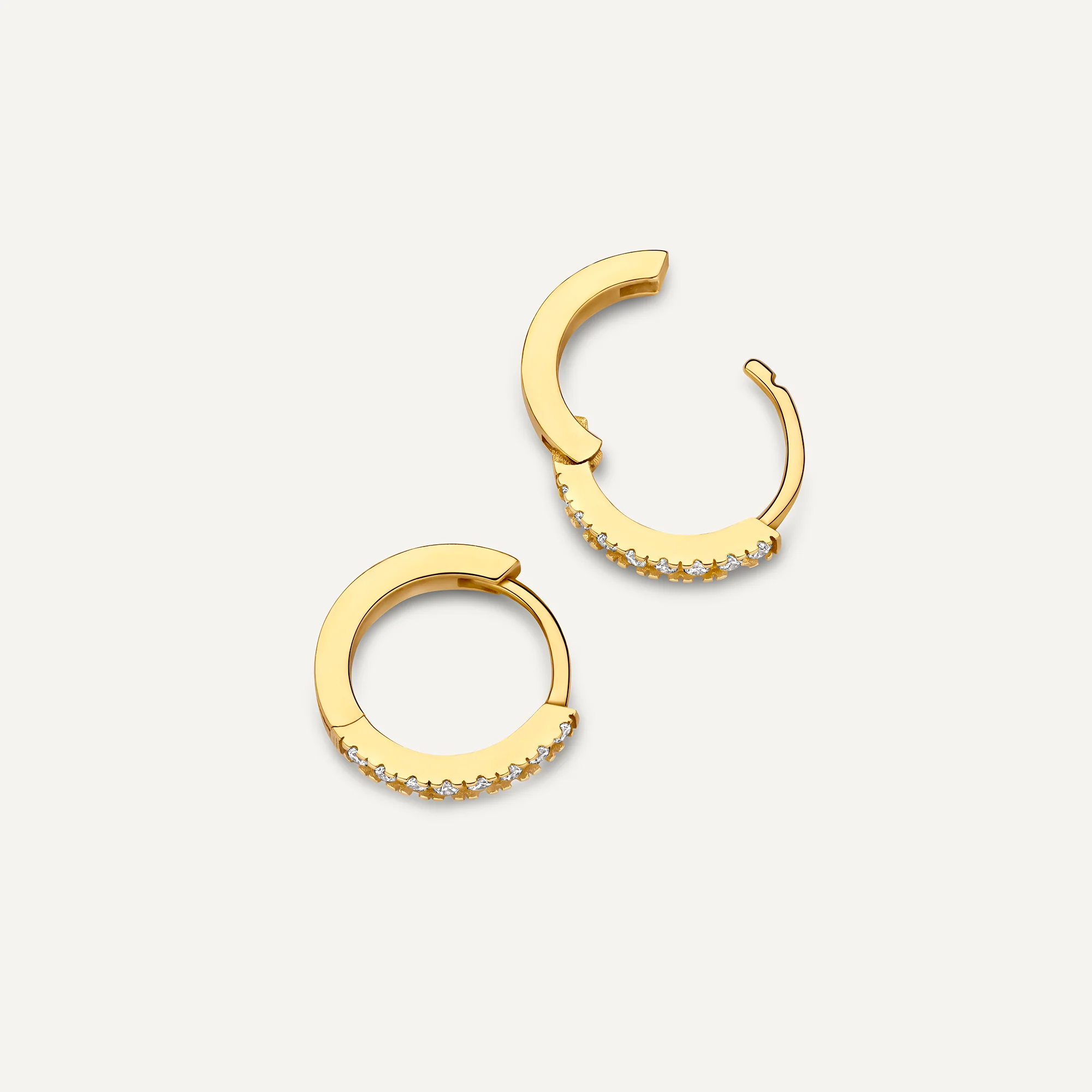 Pavé Cubic Zirconia Small Huggie Hoops (10mm) - Image 4