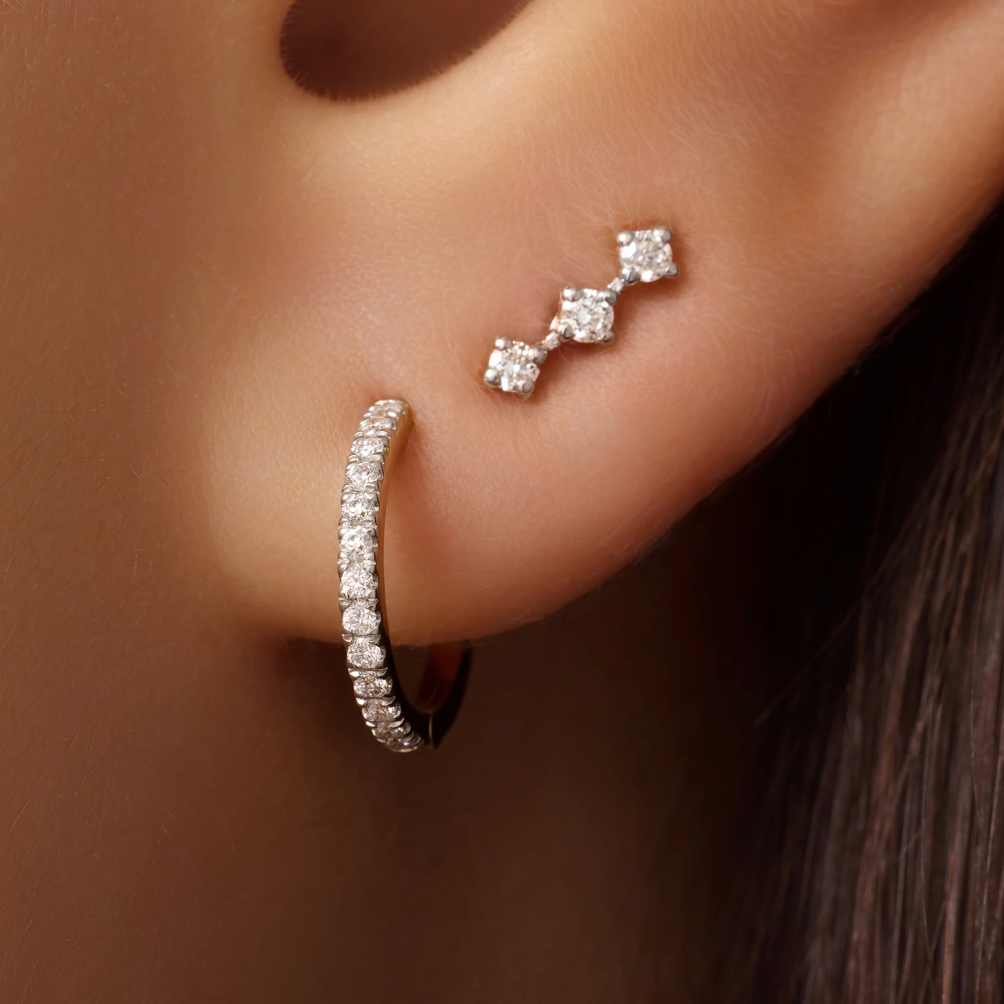 Pavé Diamond Huggie Hoops (12mm) (0.12 ct) - Image 3