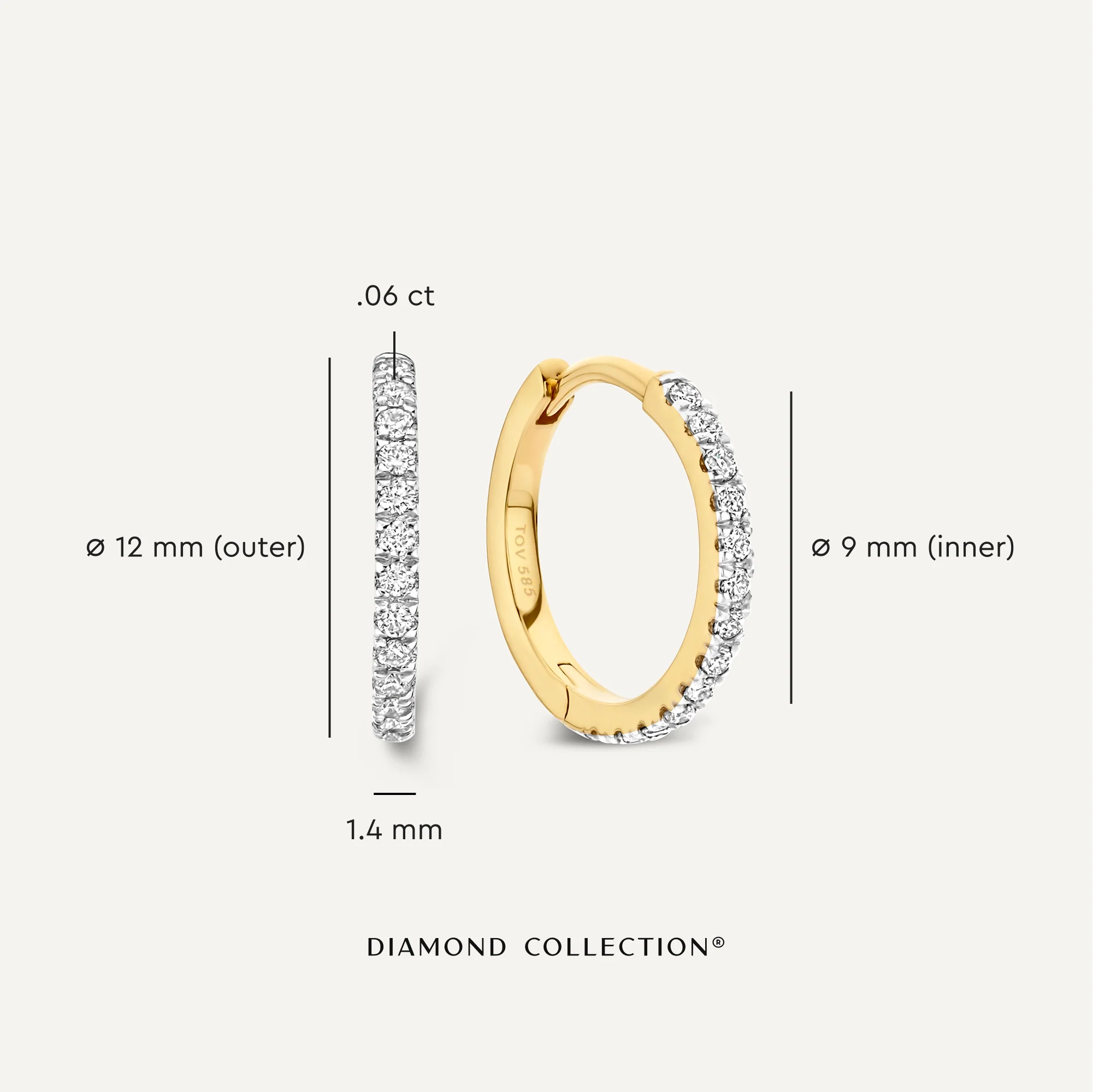 Pavé Diamond Huggie Hoops (12mm) (0.12 ct) - Image 5