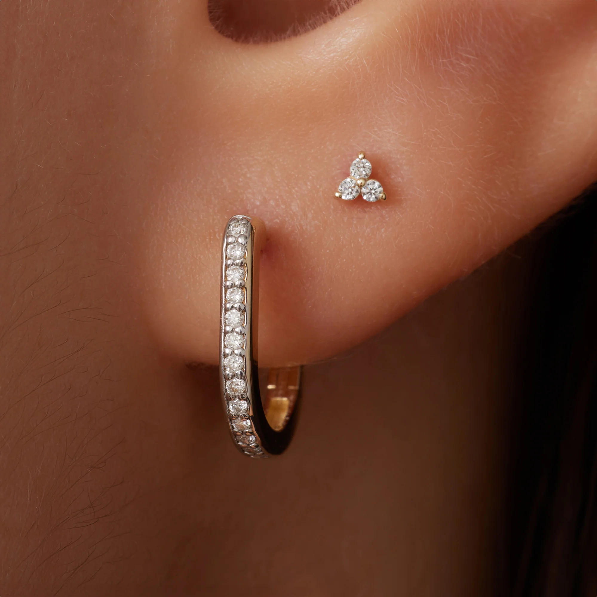 Pavé Diamond Huggie U Hoops (12 mm) (0.08 ct) - Image 3