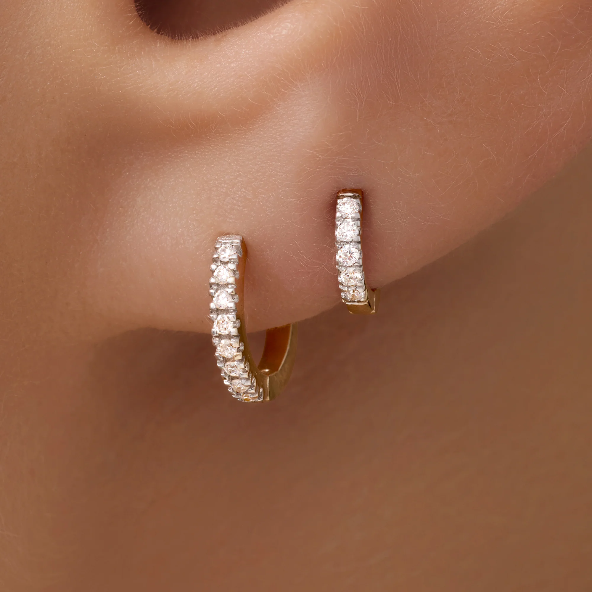 Pavé Diamond Mini Huggie Hoops (8mm) (0.05 ct) - Image 3