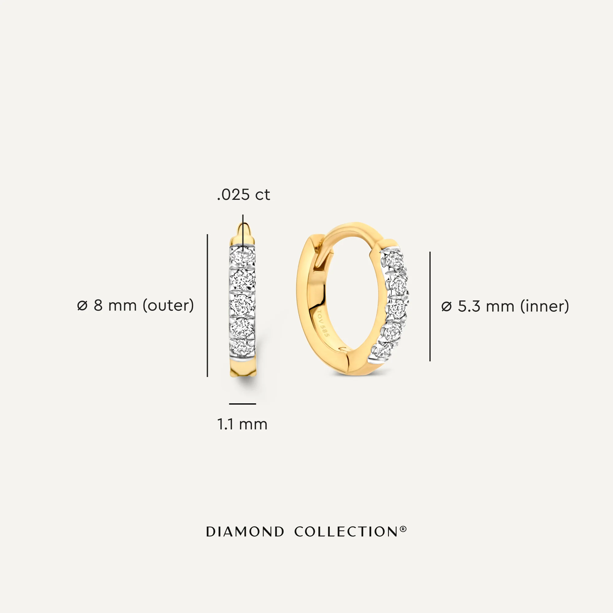 Pavé Diamond Mini Huggie Hoops (8mm) (0.05 ct) - Image 6