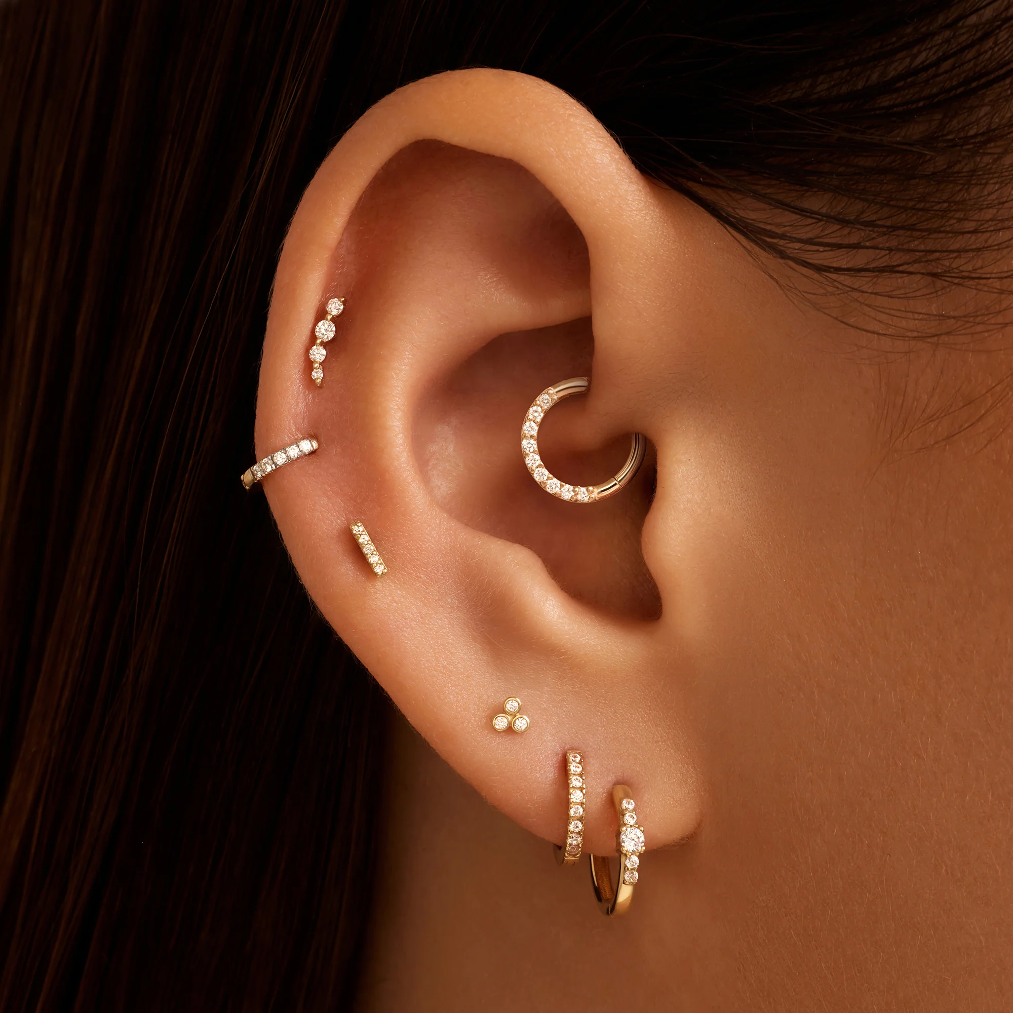 Pavé Diamond Mini Huggie Hoops (8mm) (0.05 ct) - Image 9