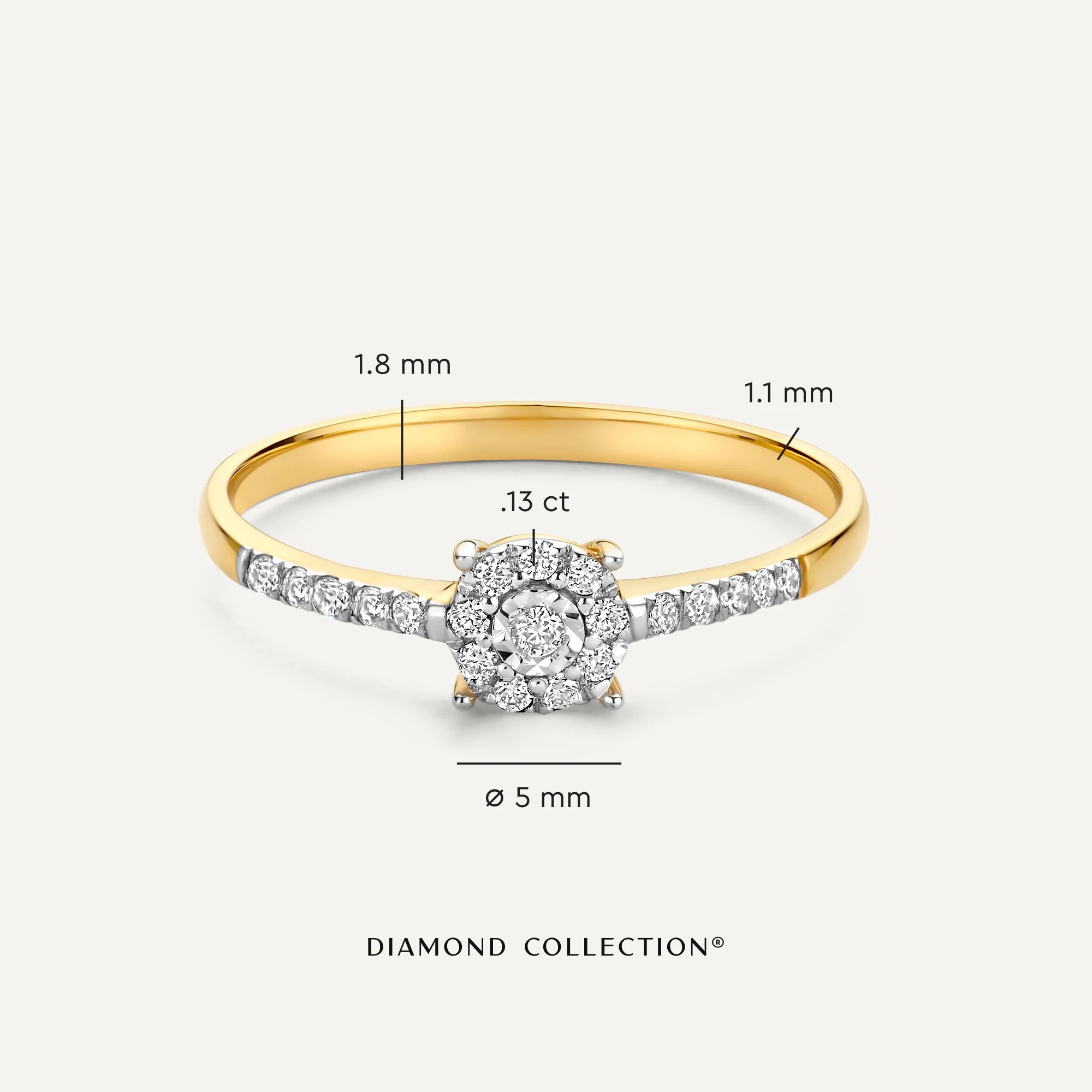 Pavé Four Prong Diamond Halo Ring (0.13 ct) - Image 5