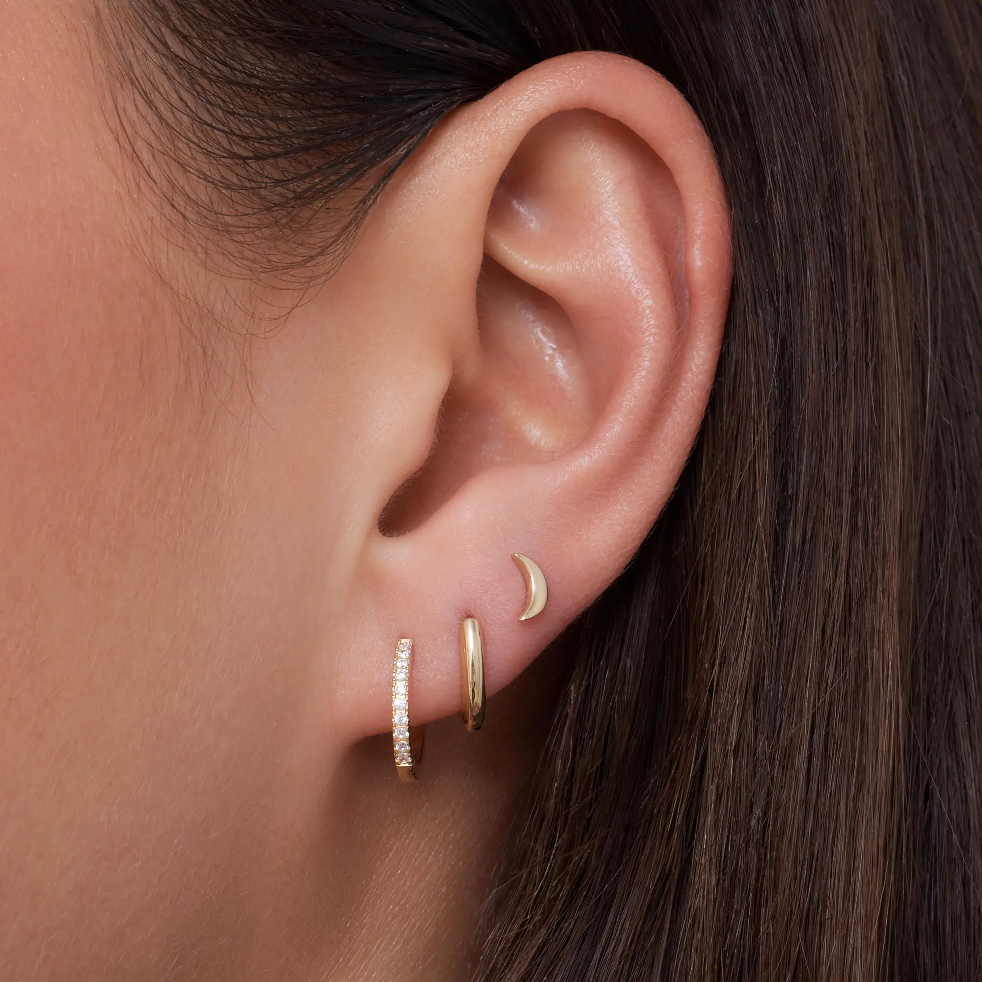 Pavé Zirconia Moon Earring Set - Image 4