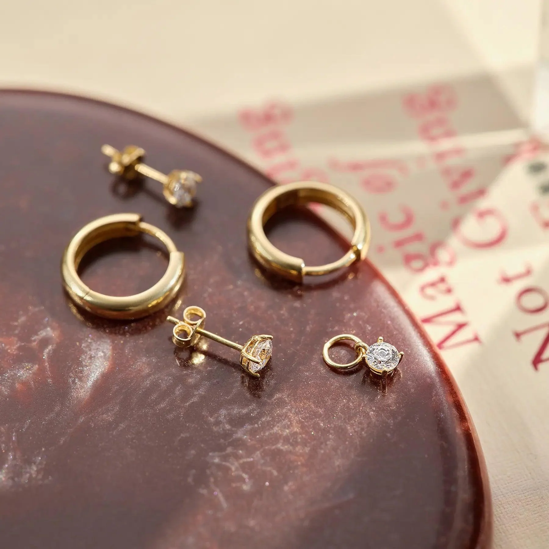 Round Cut Cubic Zirconia Hoop Charm - Image 10
