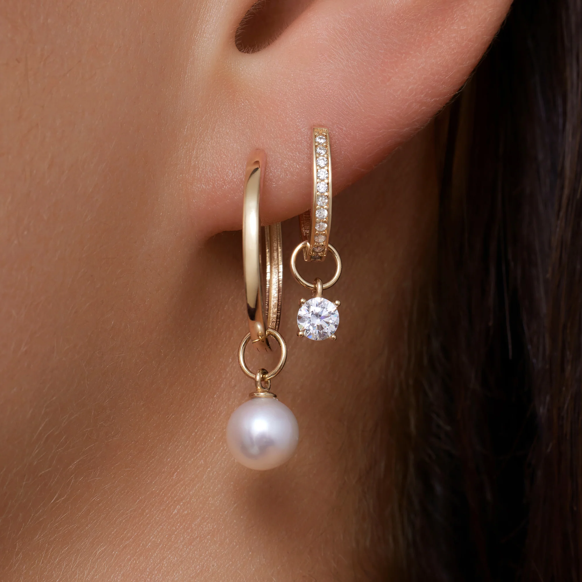 Round Cut Cubic Zirconia Hoop Charm - Image 3