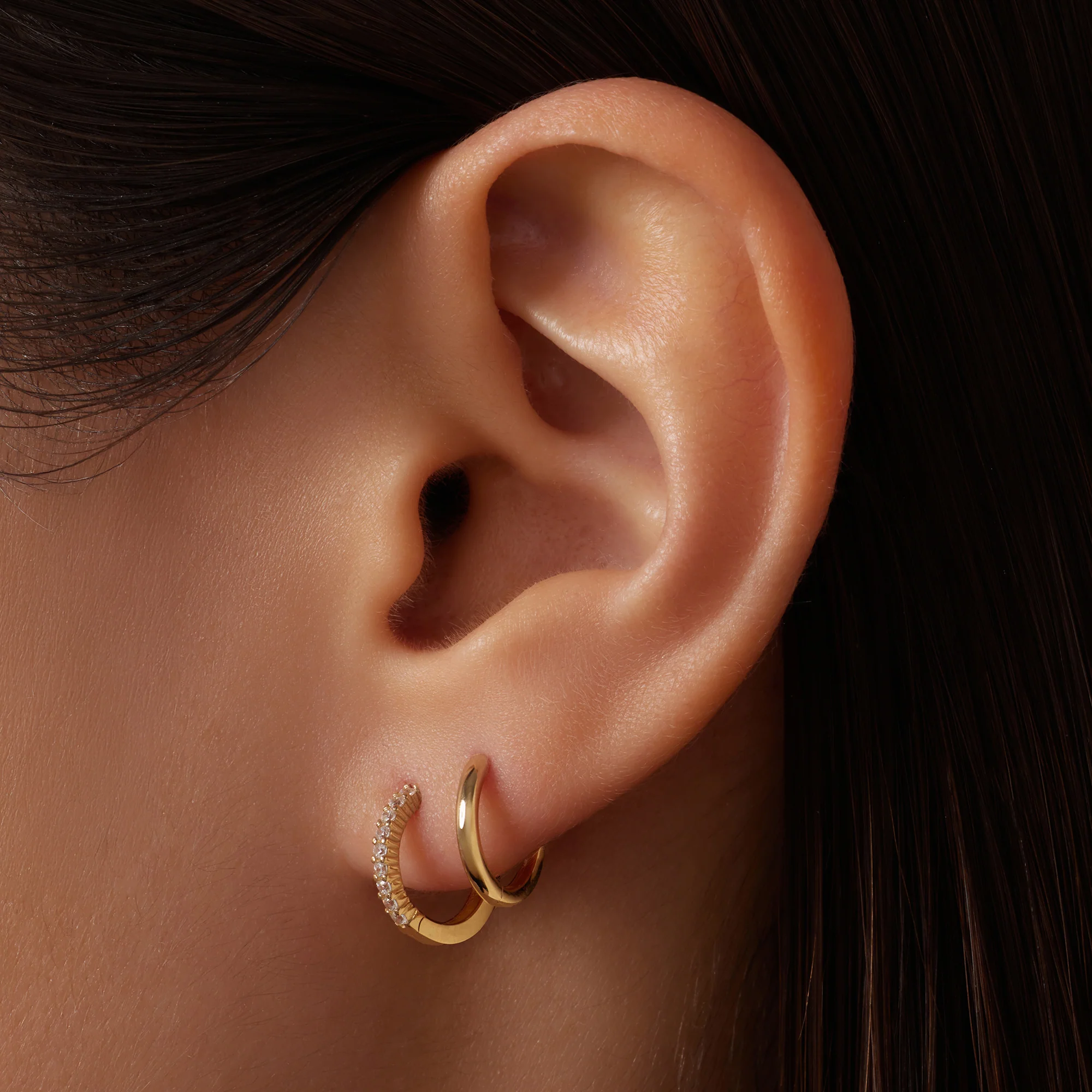 Round Edge Huggie Hoops (12 mm) - Image 2