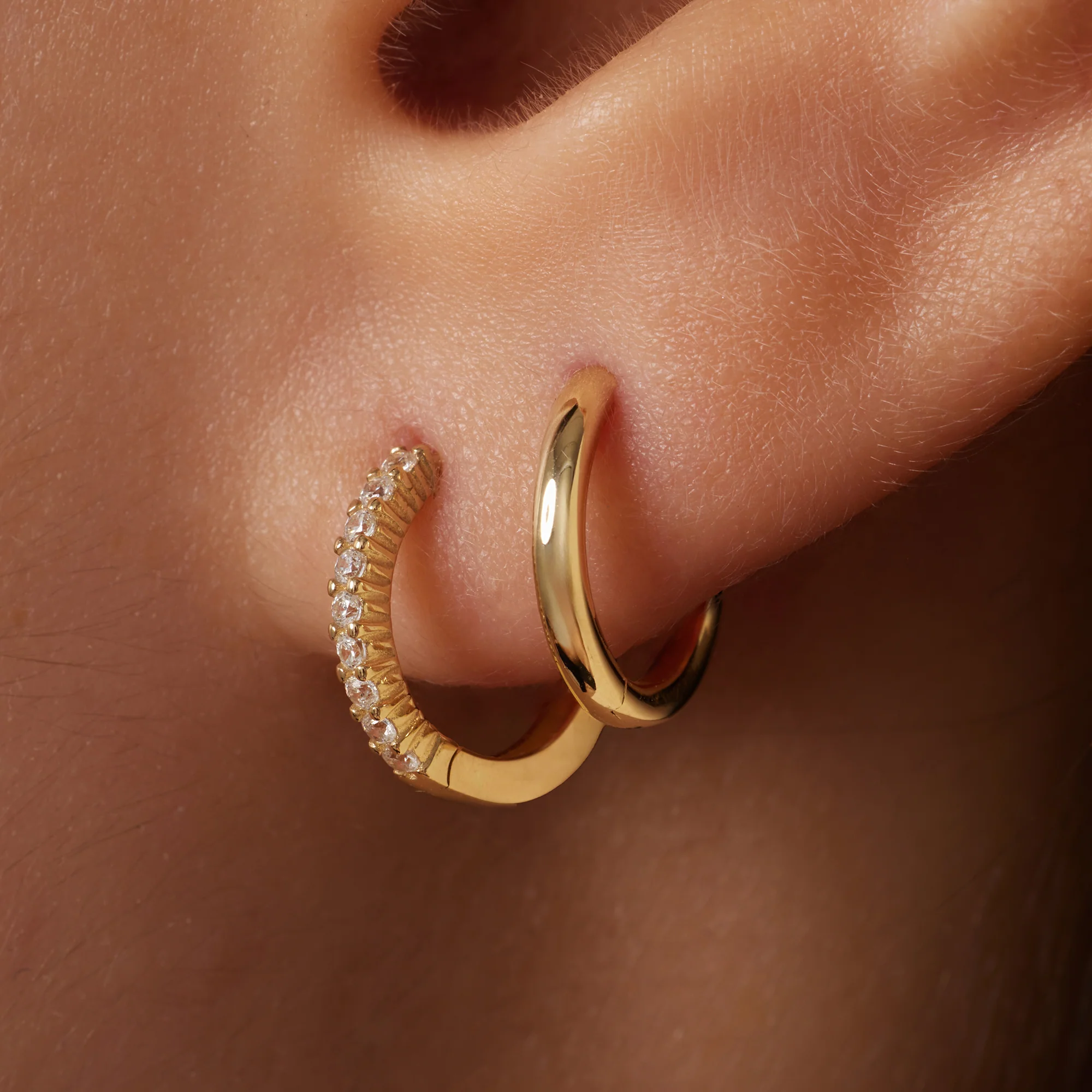 Round Edge Huggie Hoops (12 mm) - Image 3