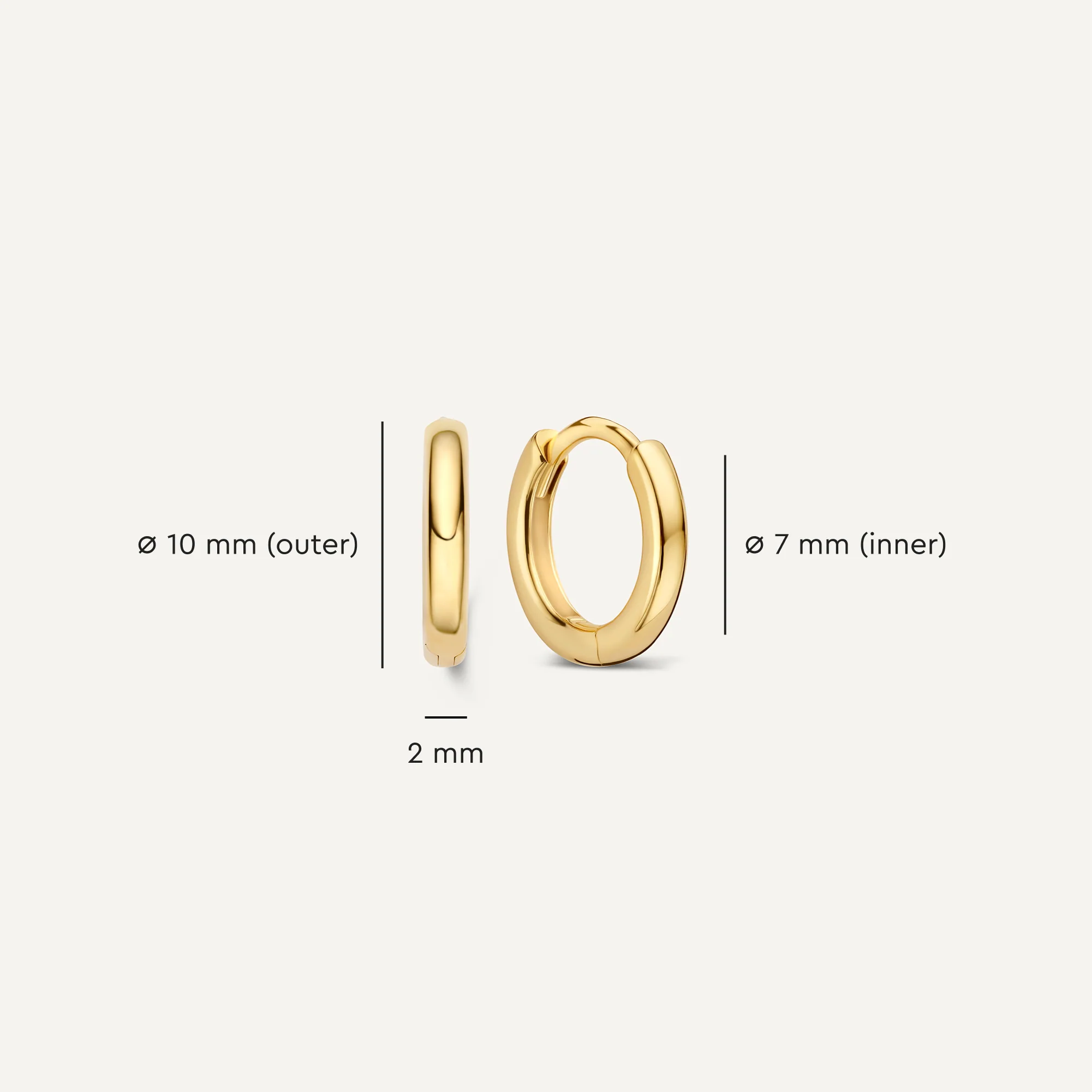 Round Edge Small Huggie Hoops (10 mm) - Image 5