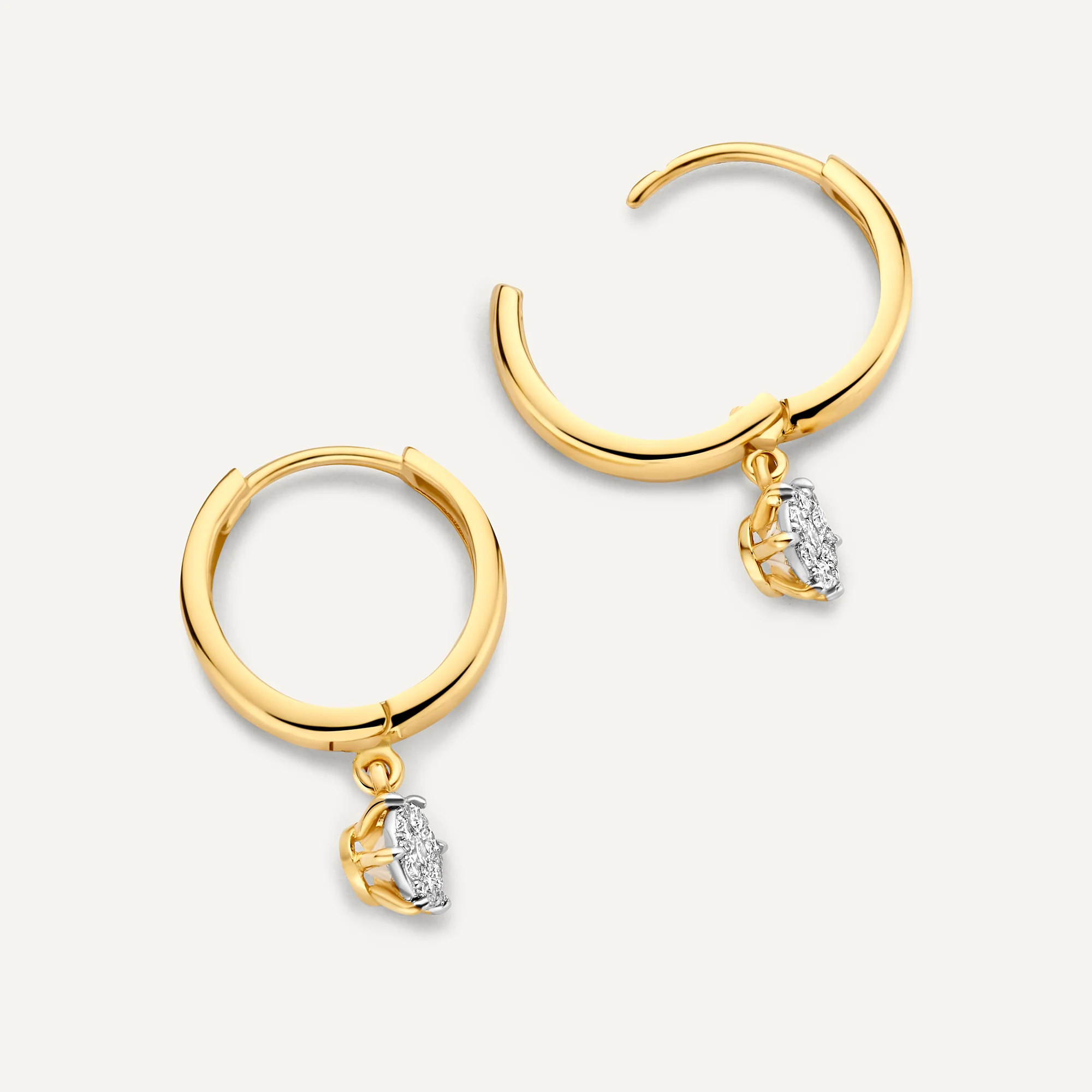 Six Prong Diamond Cluster Charm Hoop Earrings (0.15 ct) - Image 5