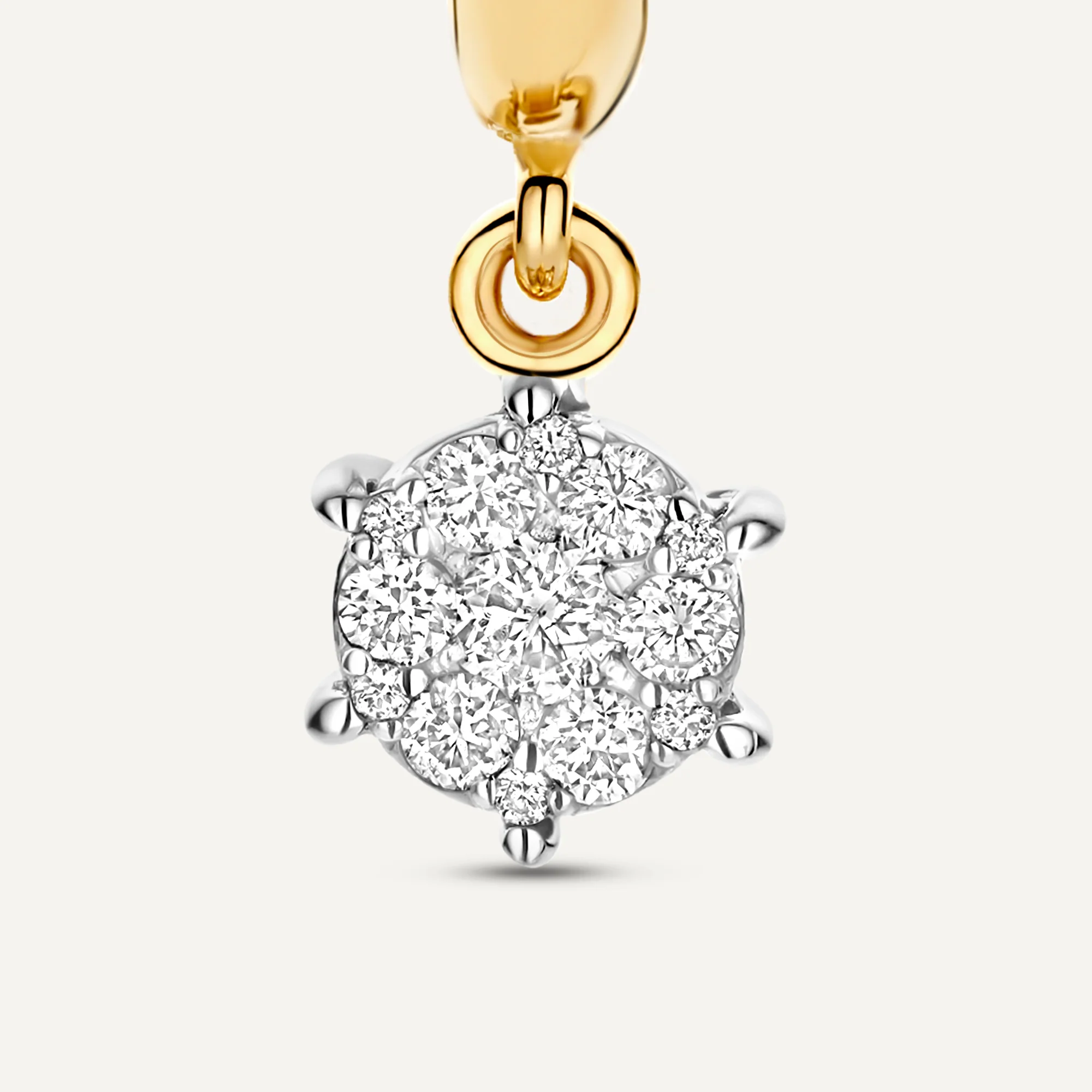 Six Prong Diamond Cluster Charm Hoop Earrings (0.15 ct) - Image 6