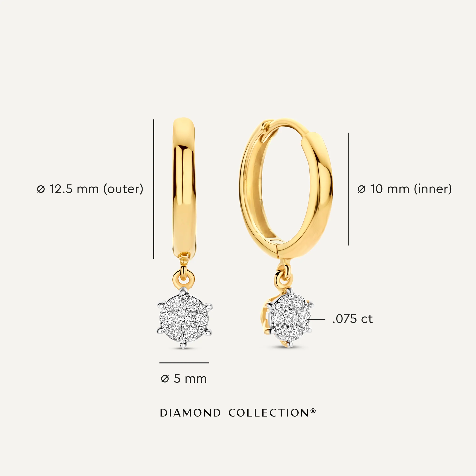 Six Prong Diamond Cluster Charm Hoop Earrings (0.15 ct) - Image 7