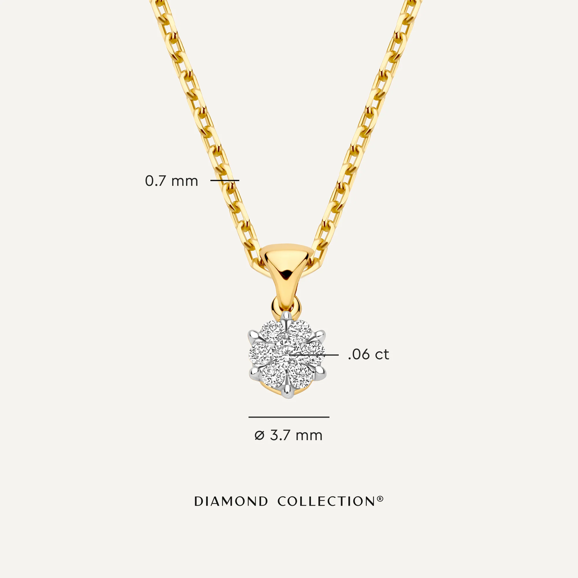 Six Prong Diamond Cluster Linked Pendant Necklace (0.06 ct) - Image 6