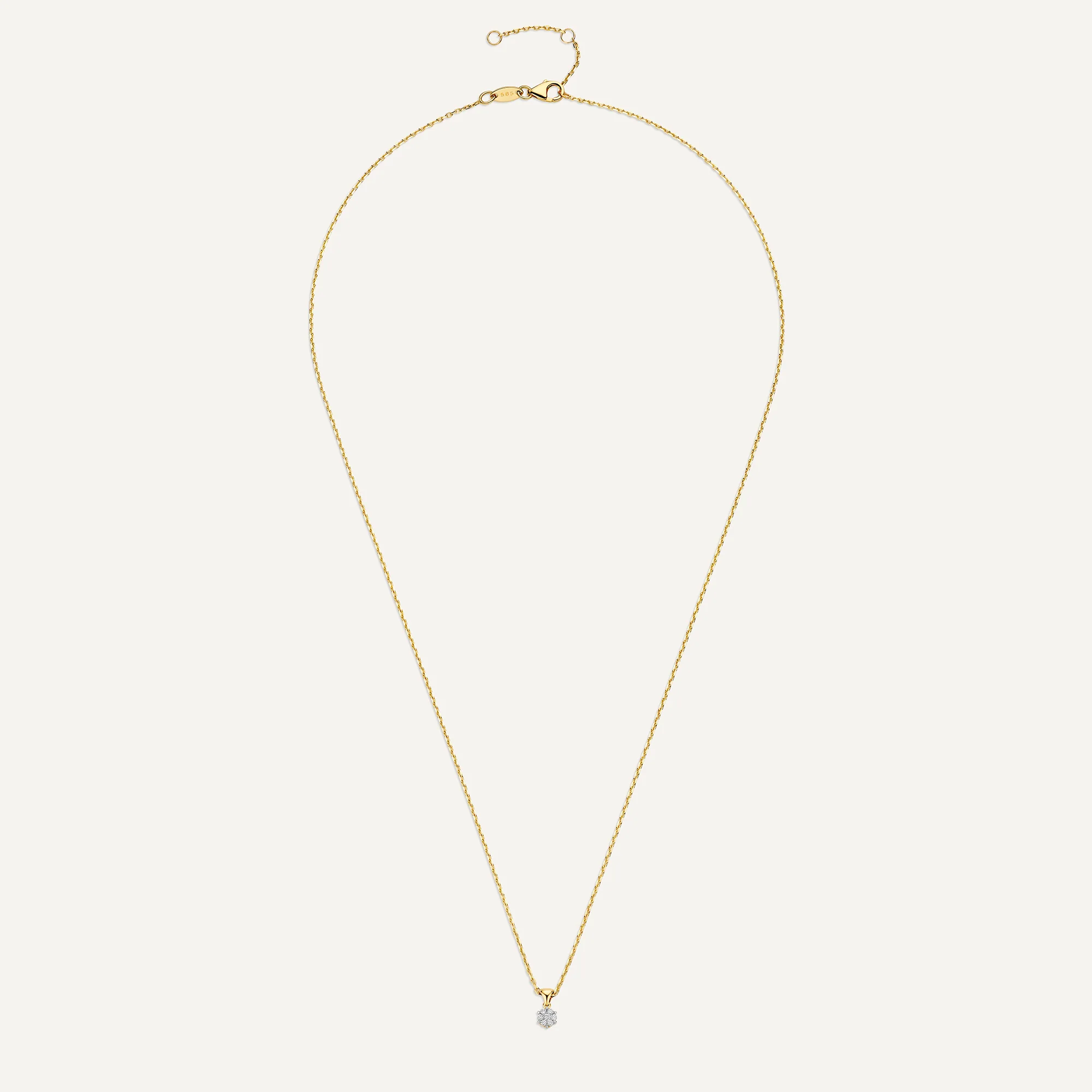 Six Prong Diamond Cluster Linked Pendant Necklace (0.06 ct) - Image 9