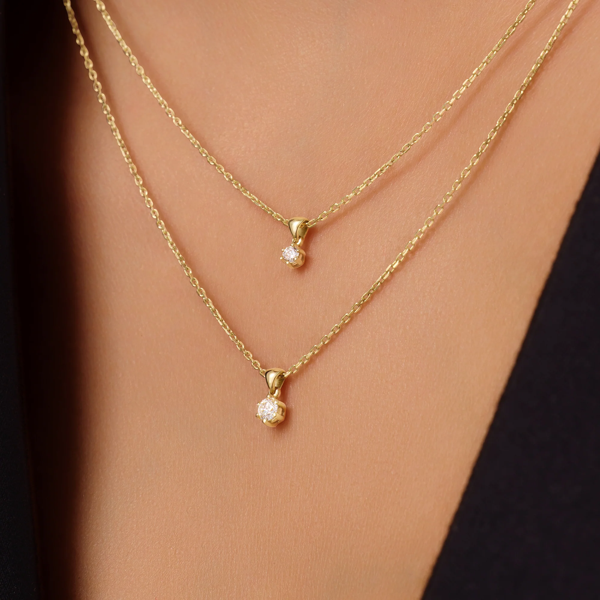 Six Prong Diamond Linked Pendant Necklace (0.05 ct) - Image 3