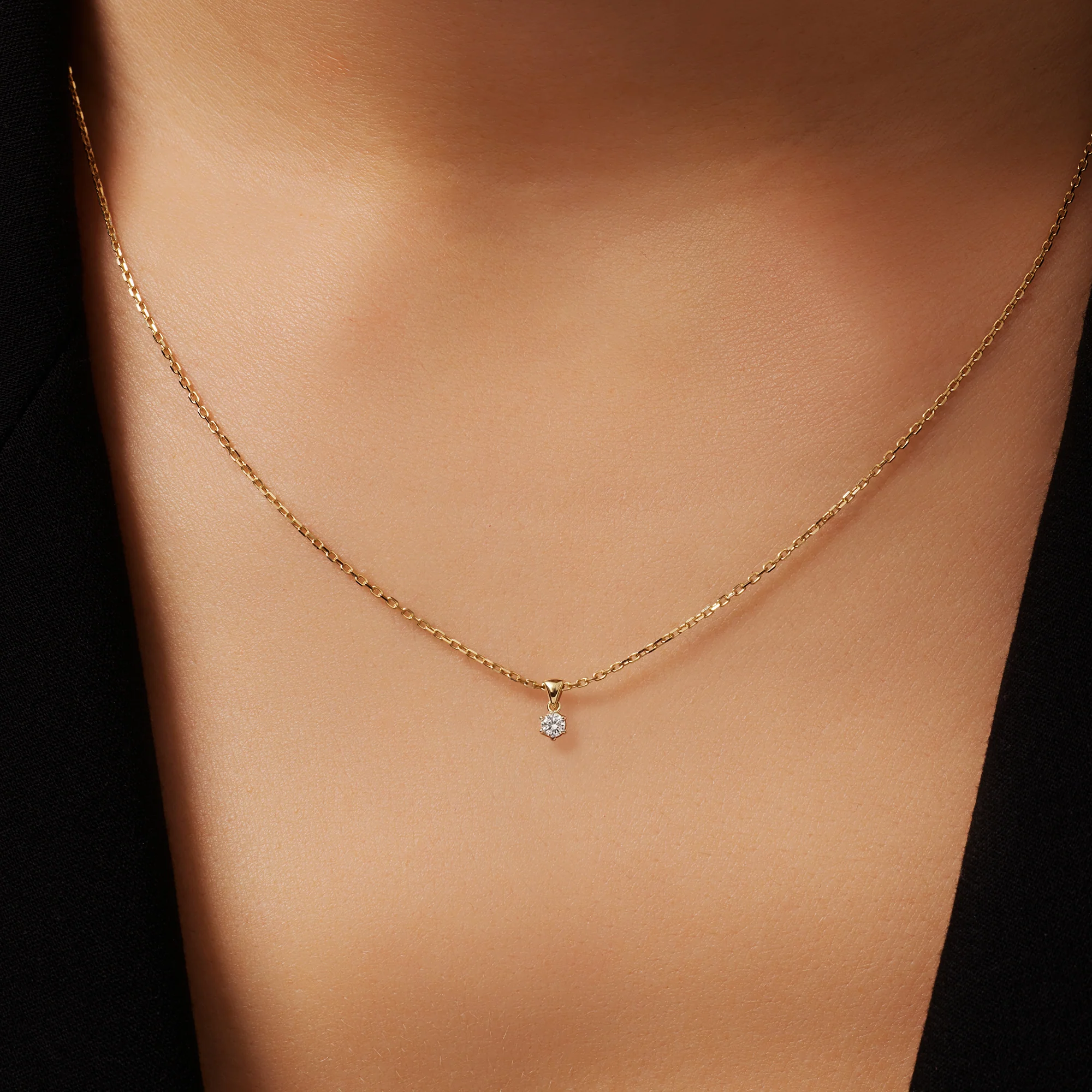 Six Prong Diamond Linked Pendant Necklace (0.07 ct) - Image 3
