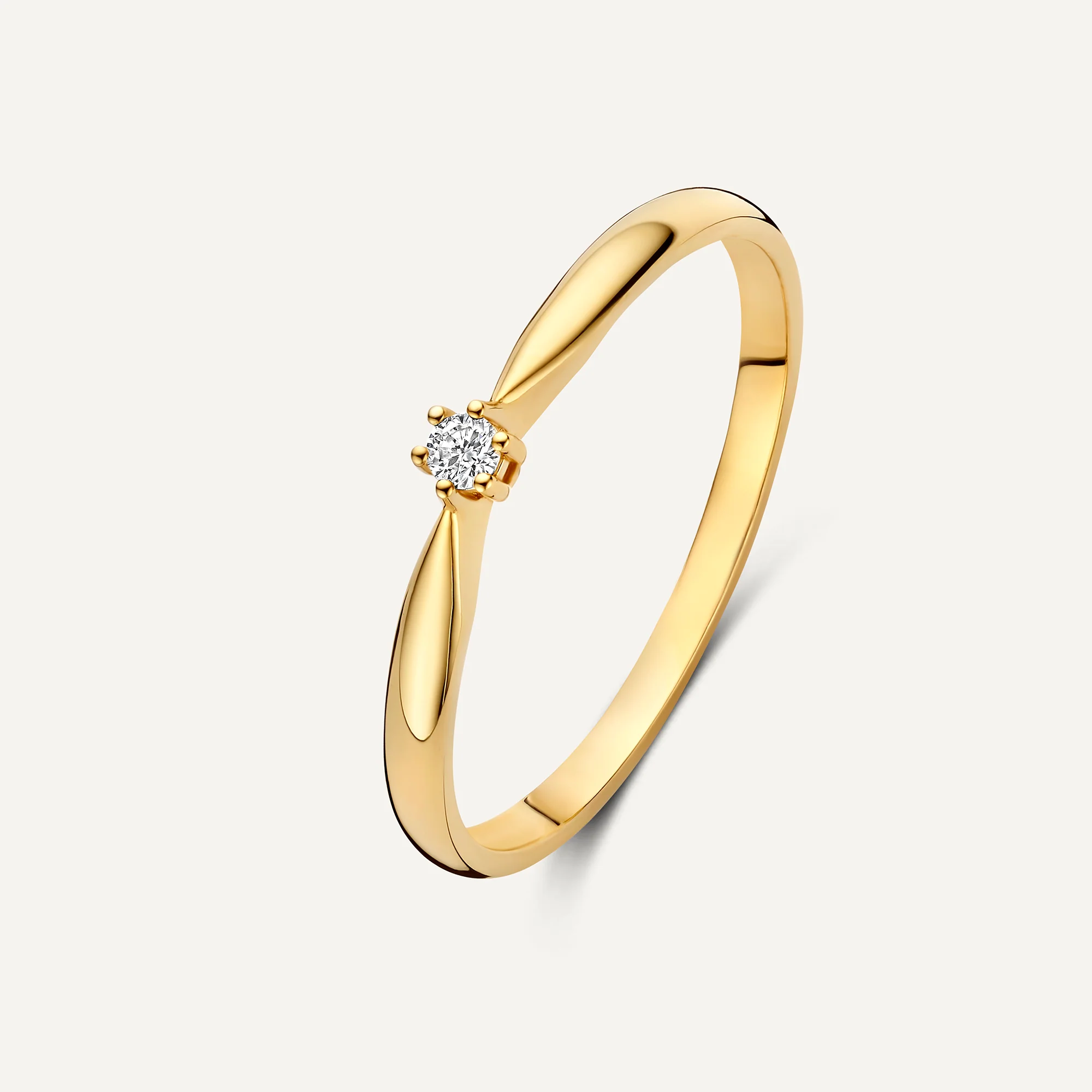 Six Prong Diamond Solitary Tapered Ring (0.03 ct)