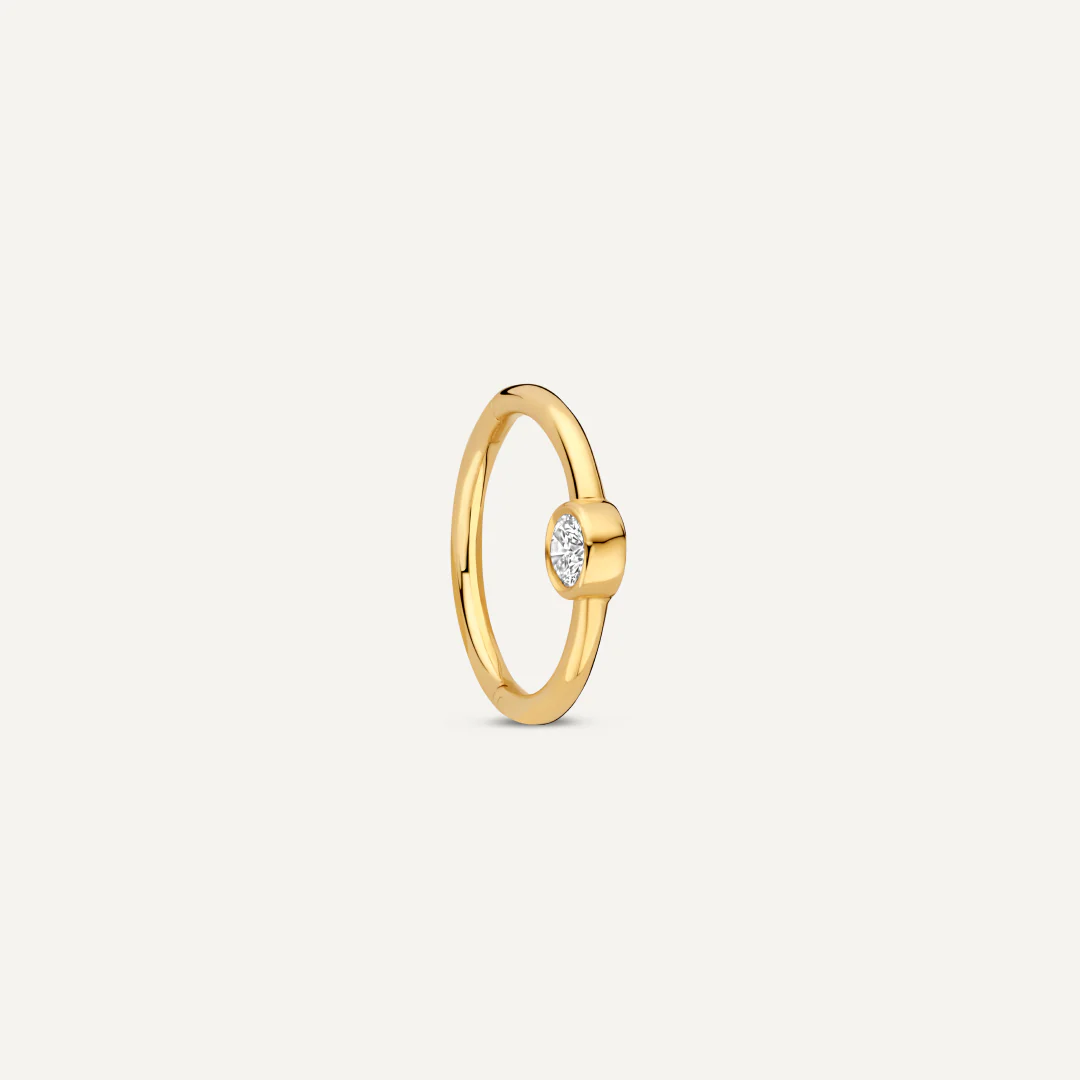 Solo Diamond Bezel Set Daith Hoop Piercing (13mm) (0.06 ct) - Image 4