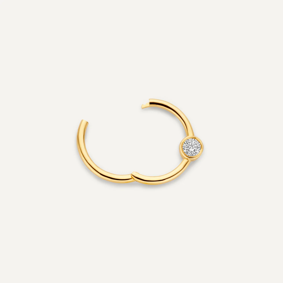 Solo Diamond Bezel Set Daith Hoop Piercing (13mm) (0.06 ct) - Image 6