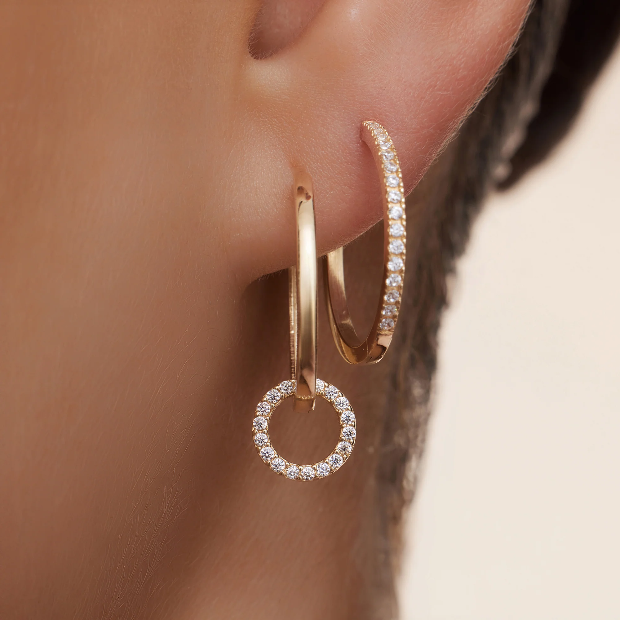 Solo Pavé Cubic Zirconia Open Halo Hoop Charm - Image 3