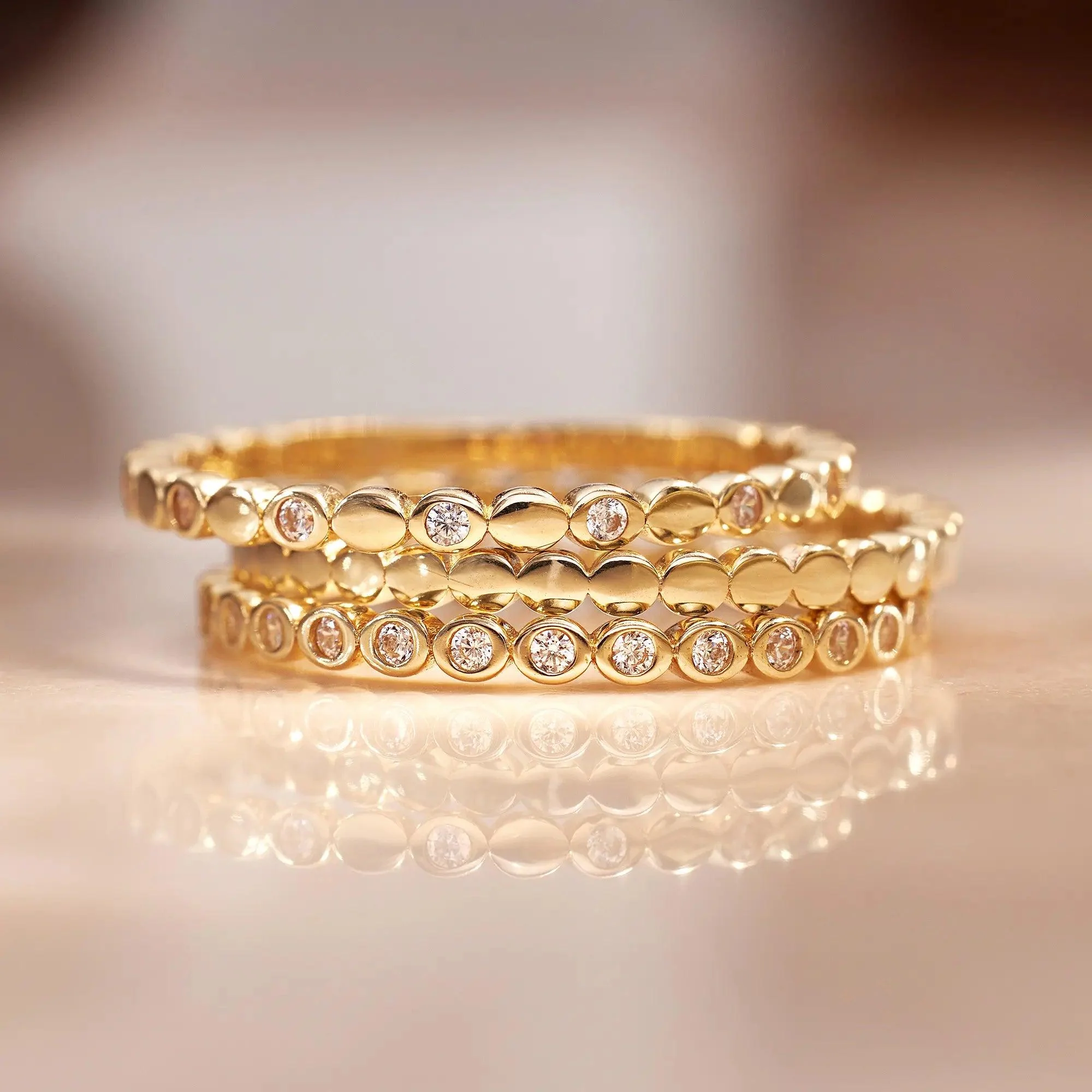 Sparkling Cubic Zirconia Bezel Dot Eternity Ring - Image 9