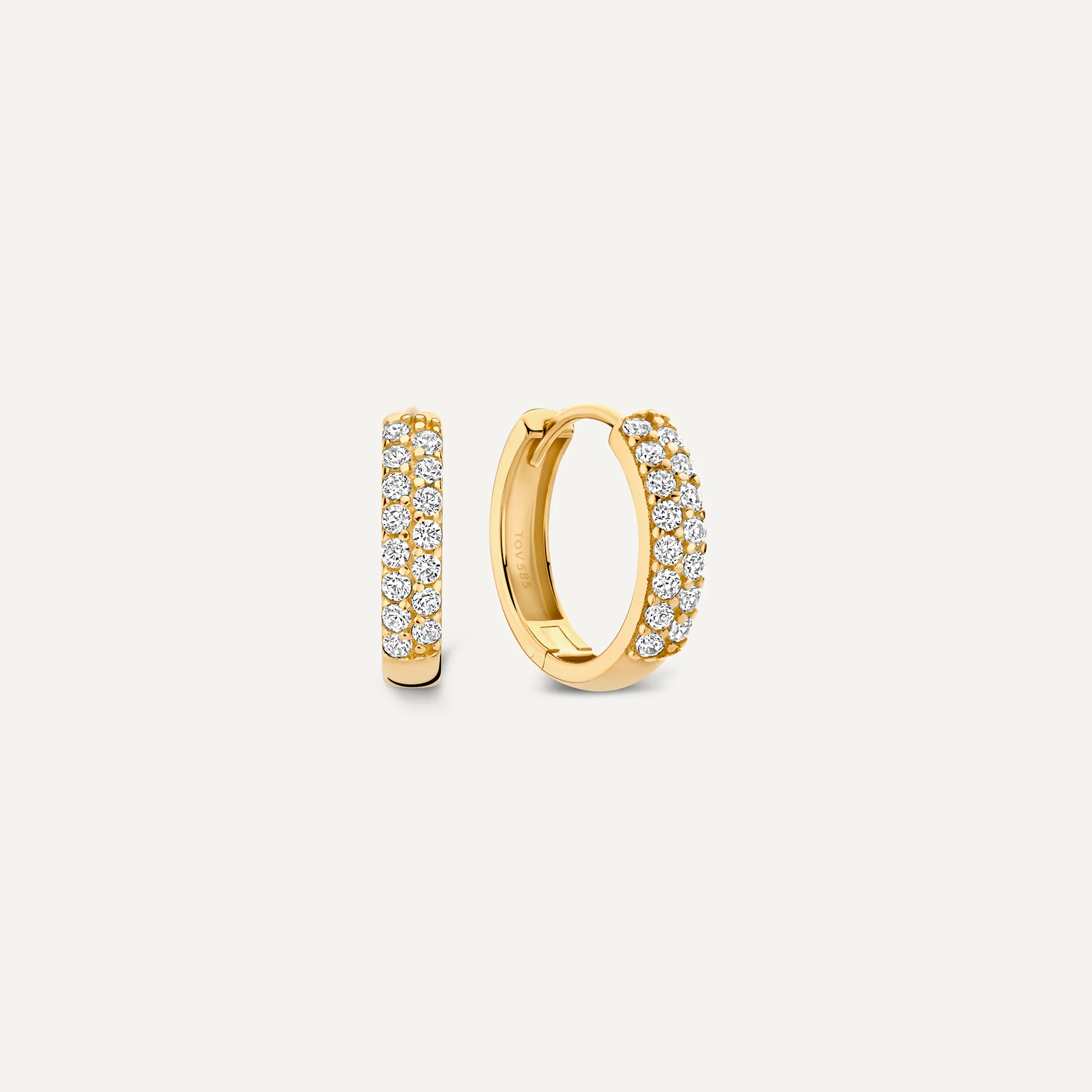 Sparkling Pavé Cubic Zirconia Huggie Hoops (15mm)