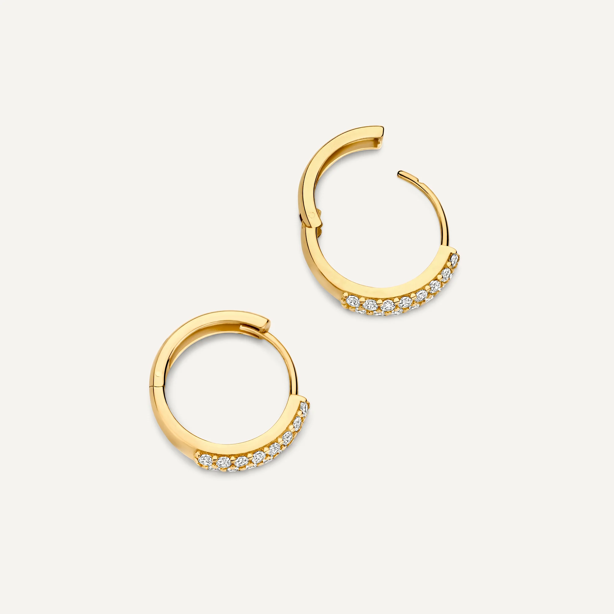 Sparkling Pavé Cubic Zirconia Huggie Hoops (15mm) - Image 4