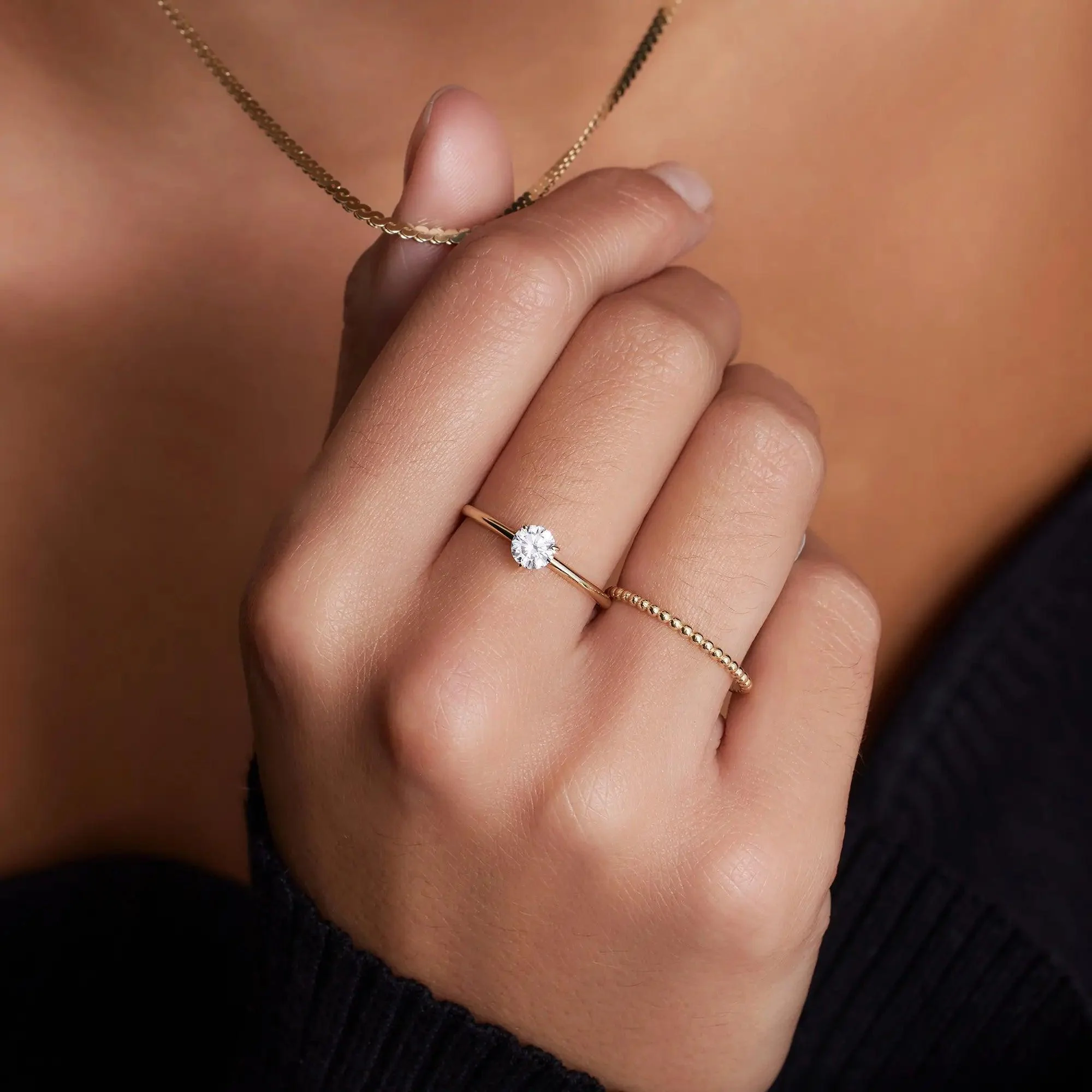Three Prong Round Cut Cubic Zirconia Ring - Image 3