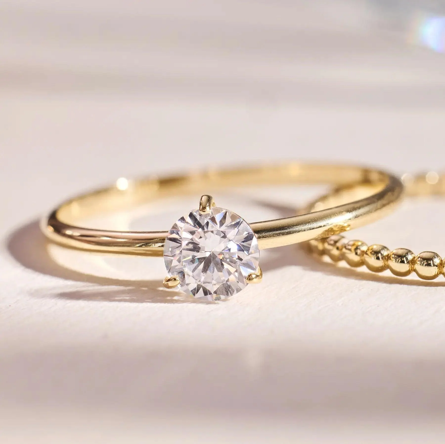 Three Prong Round Cut Cubic Zirconia Ring - Image 5