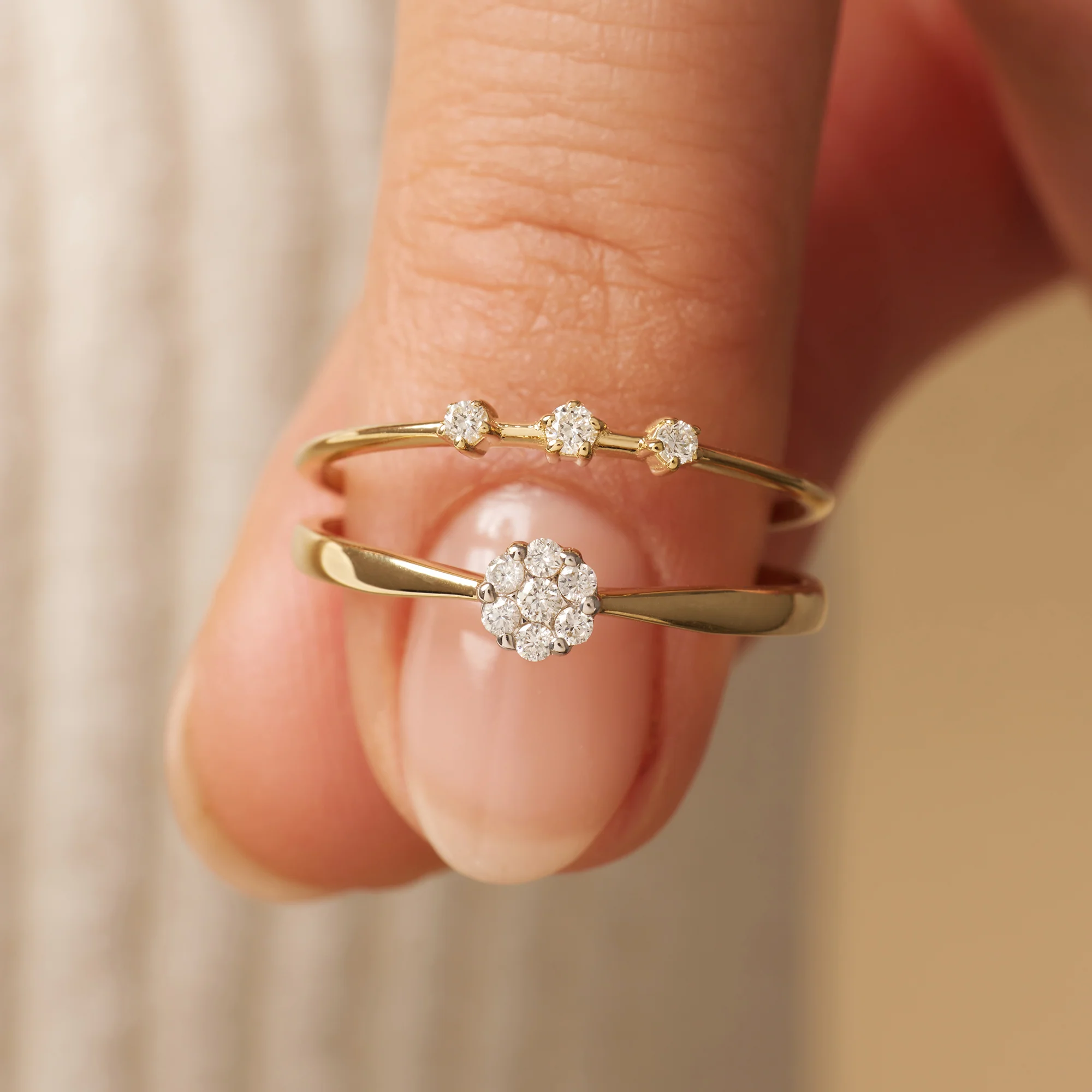 Trilogy Spaced Diamond Stacker Ring (0.05 ct) - Image 3