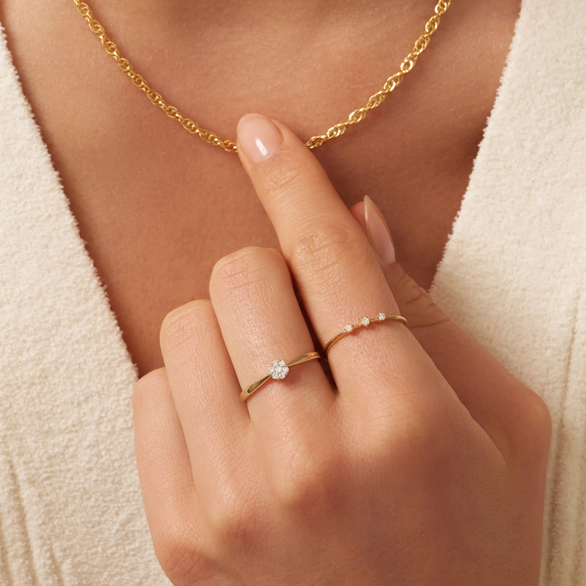 Trilogy Spaced Diamond Stacker Ring (0.05 ct) - Image 4