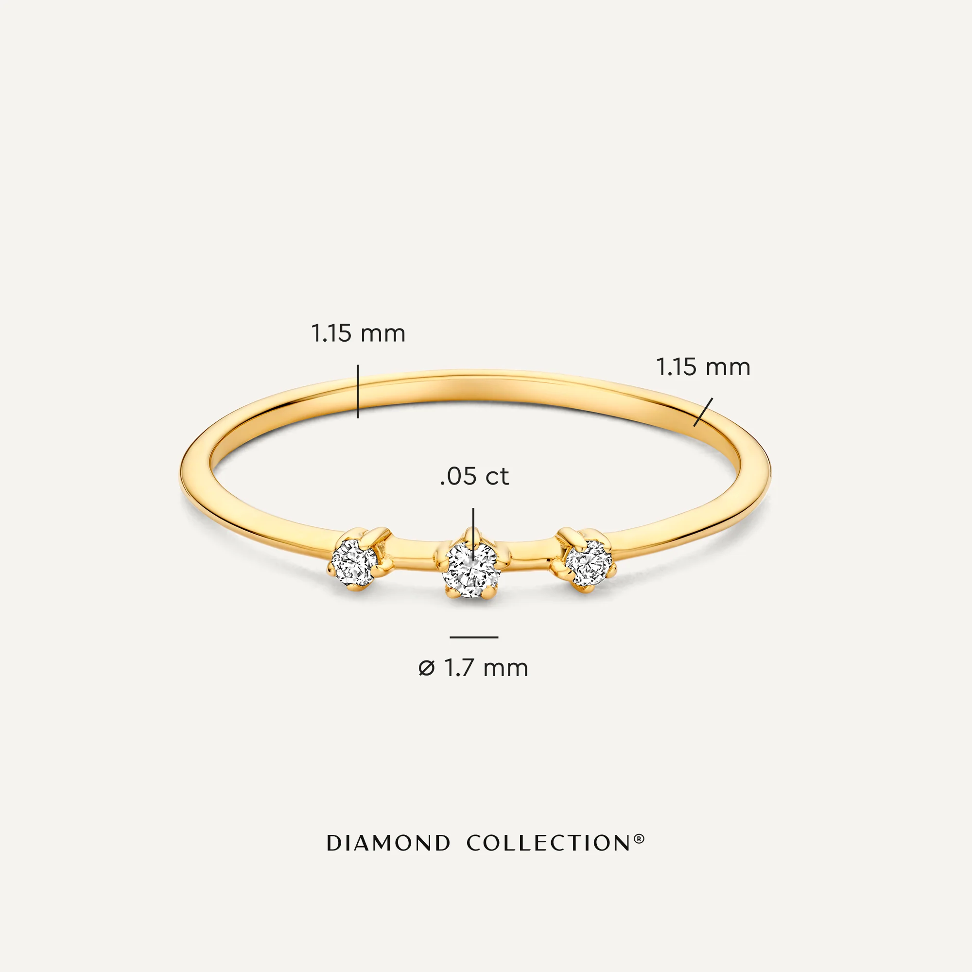 Trilogy Spaced Diamond Stacker Ring (0.05 ct) - Image 5