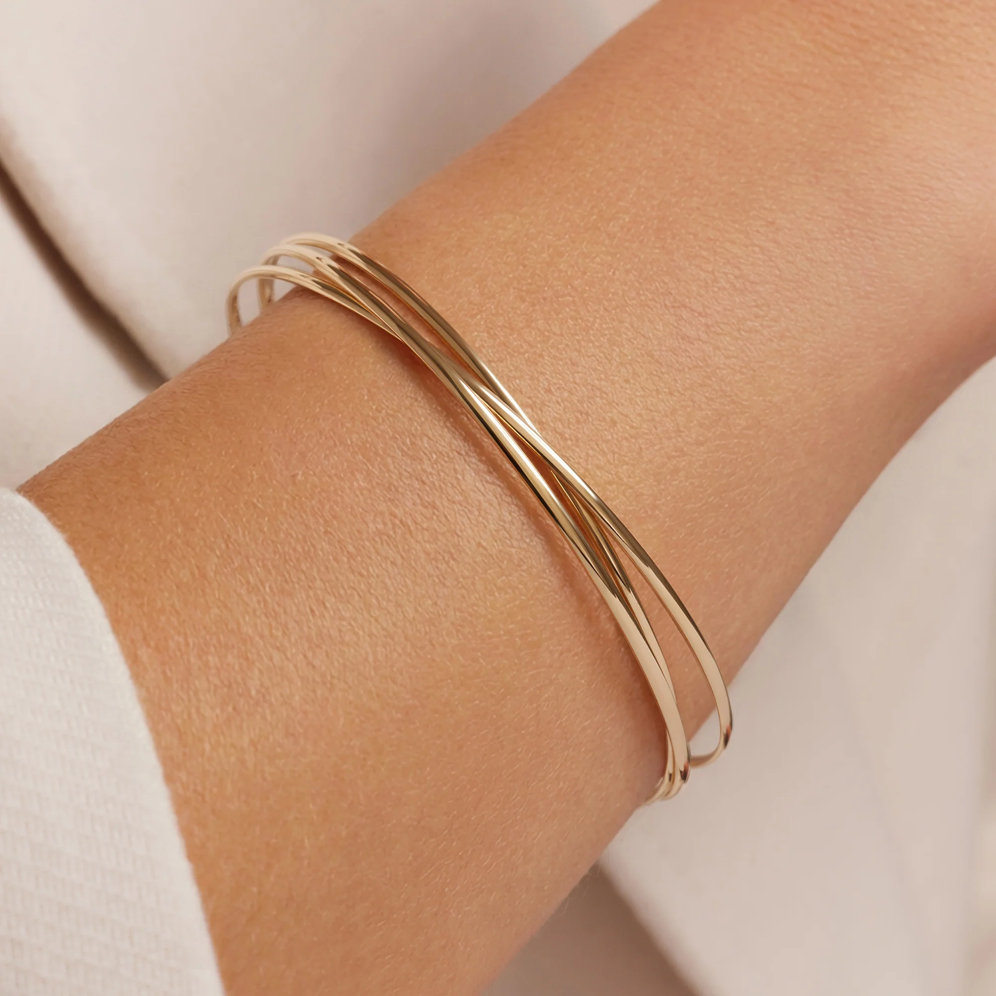 Triple Slim Curved Stacker Bangle - Image 2