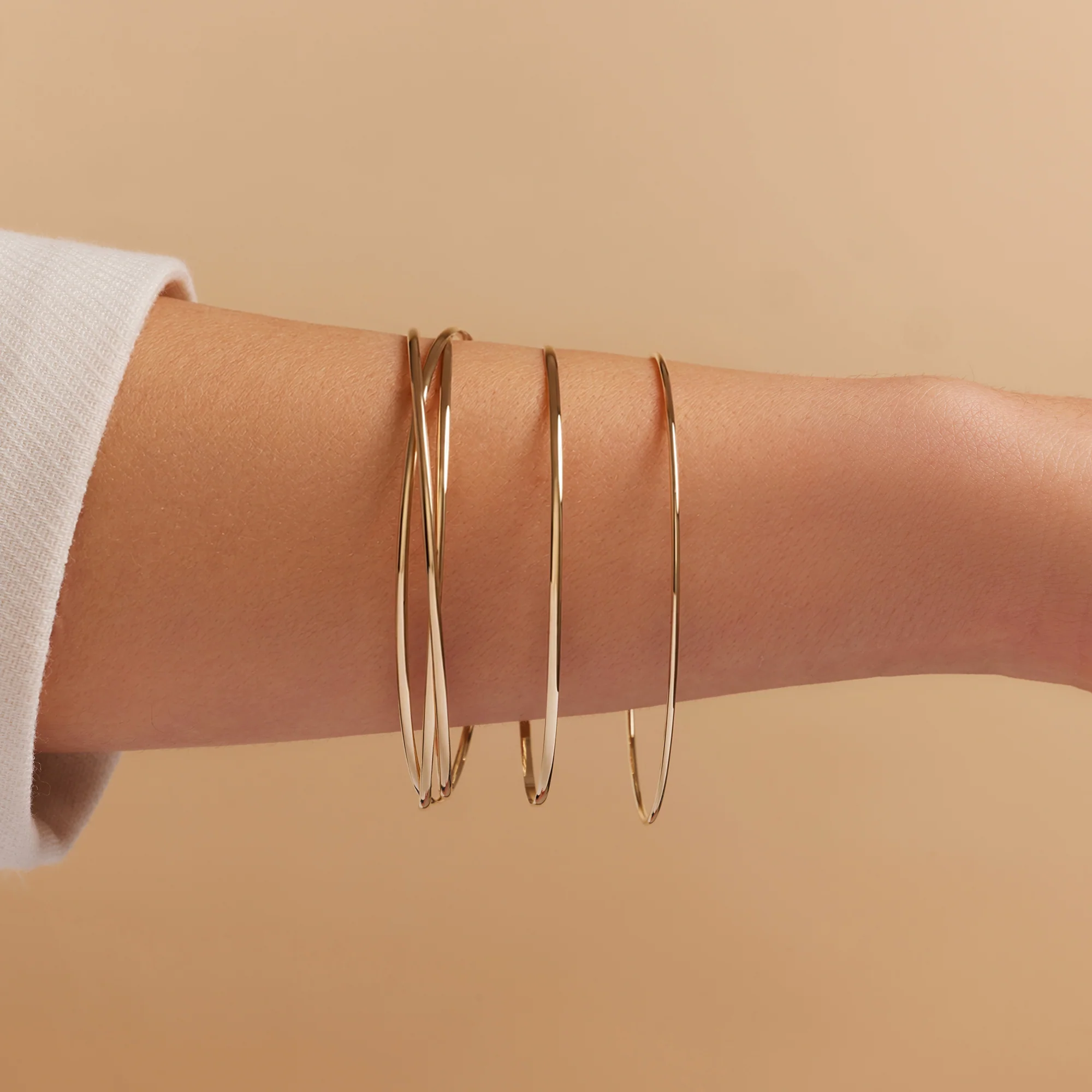 Triple Slim Curved Stacker Bangle - Image 3