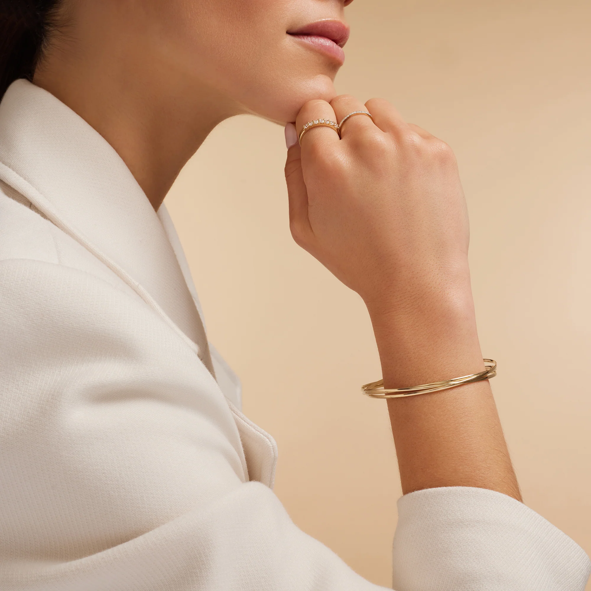 Triple Slim Curved Stacker Bangle - Image 4