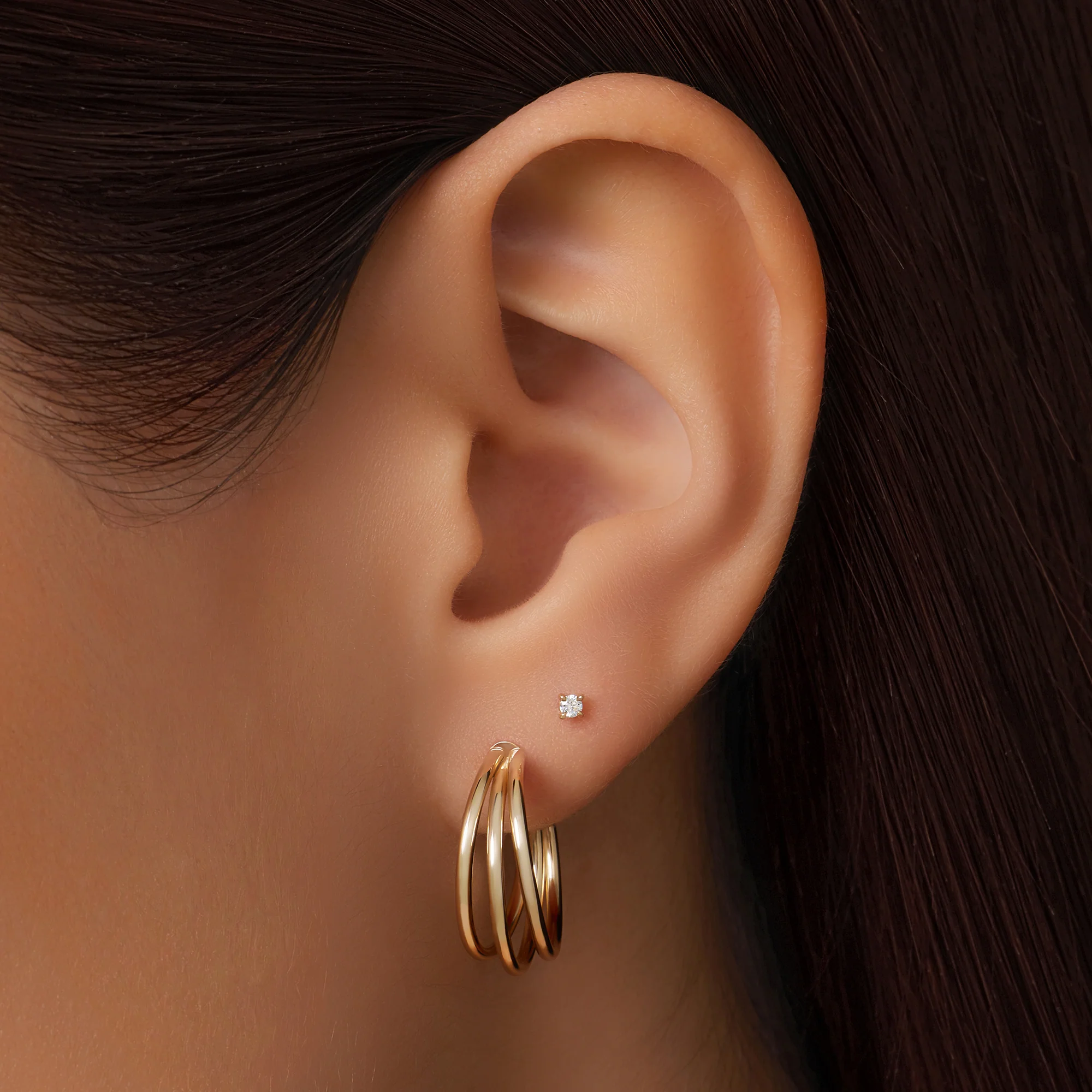 Triple Tube Hoop Earrings - Image 2