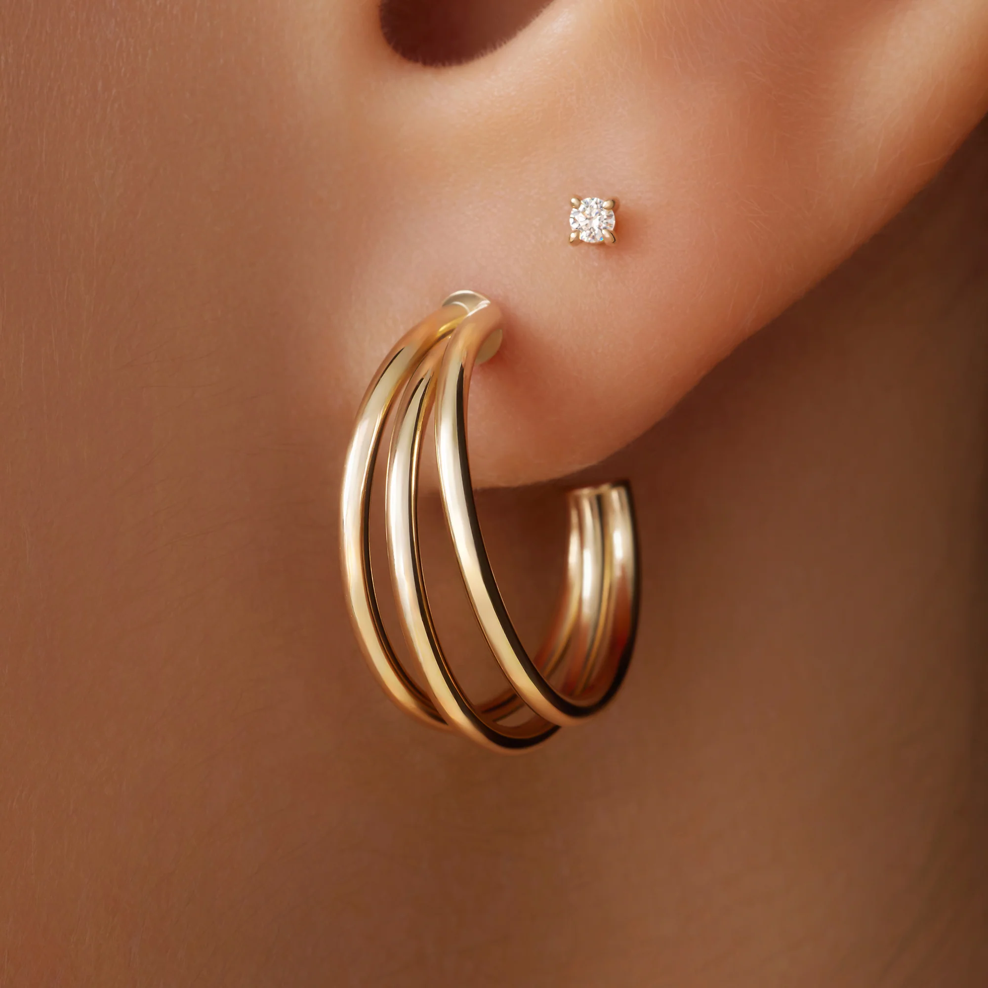 Triple Tube Hoop Earrings - Image 3