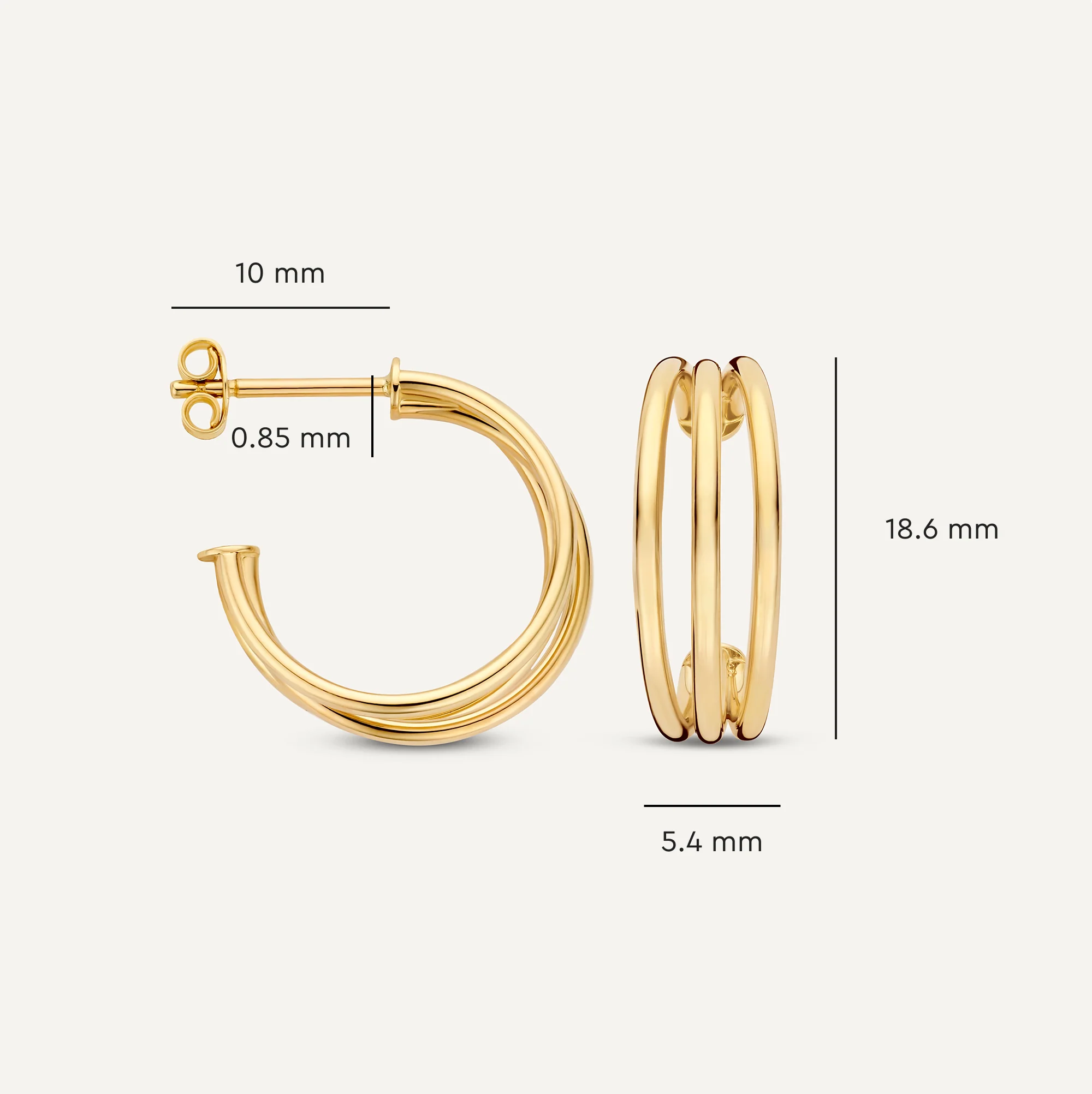 Triple Tube Hoop Earrings - Image 5