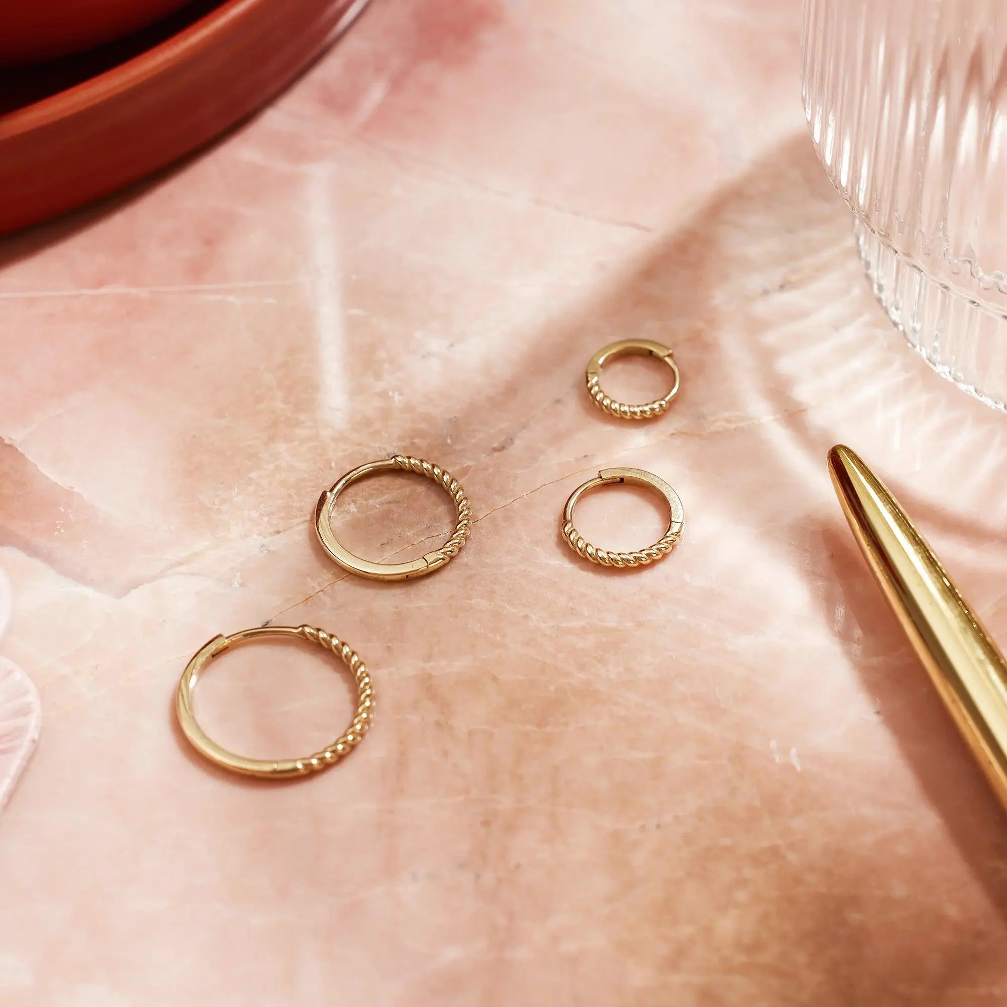 Twisted Huggie Hoops (12mm) - Image 5