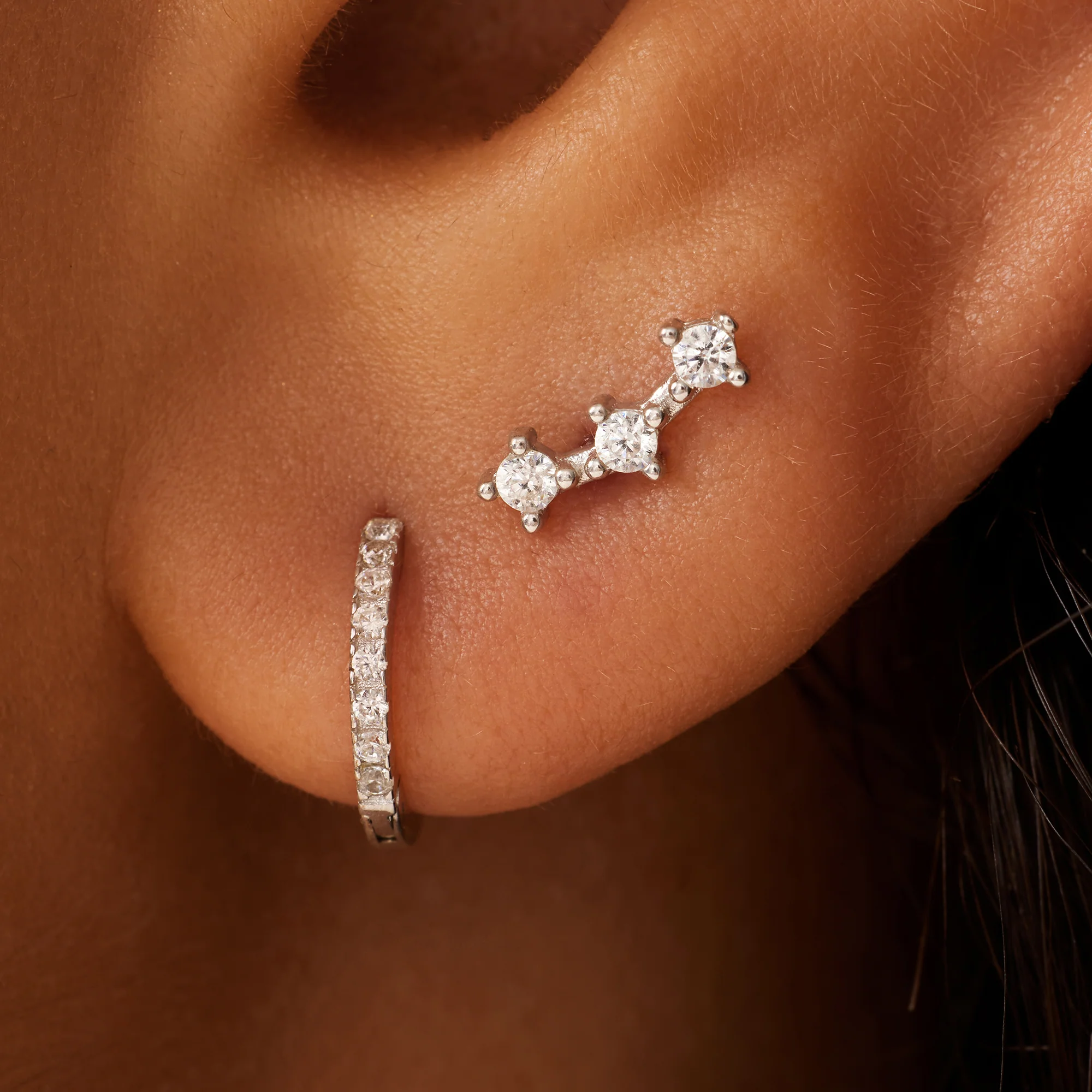 Cubic Zirconia Curved Trinity Studs - Image 3