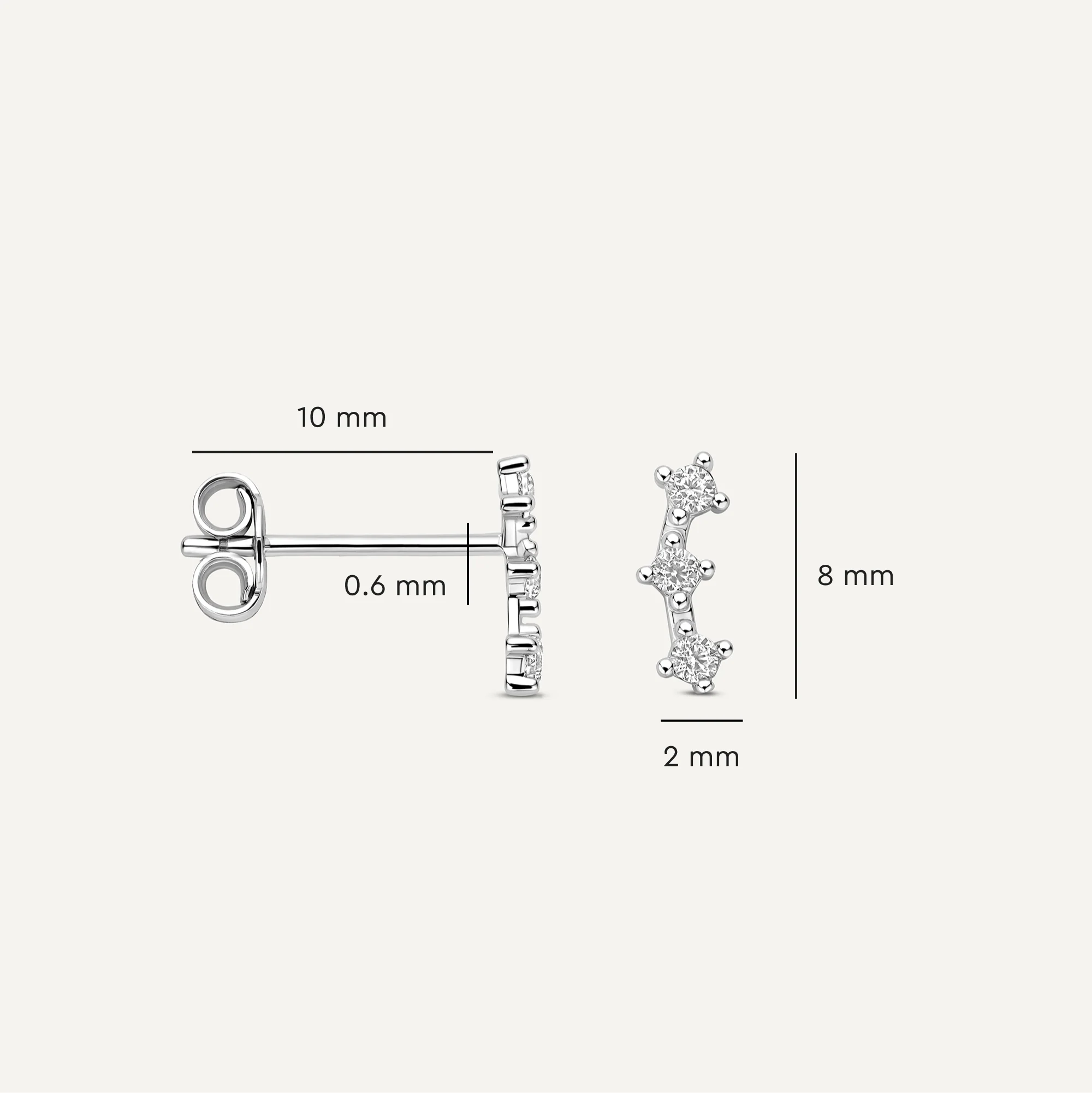 Cubic Zirconia Curved Trinity Studs - Image 4