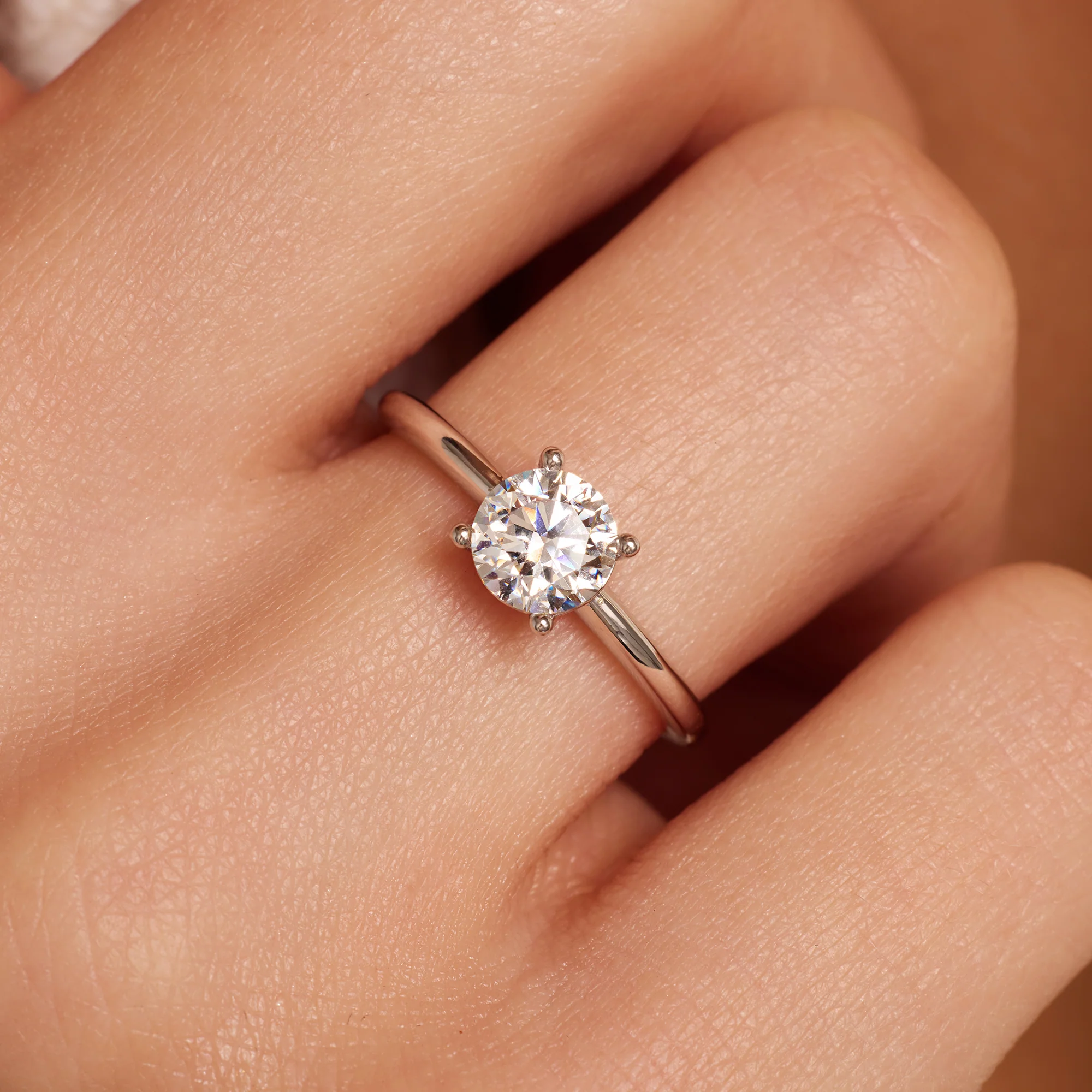 Four Prong Round Cut Cubic Zirconia Ring - Image 3