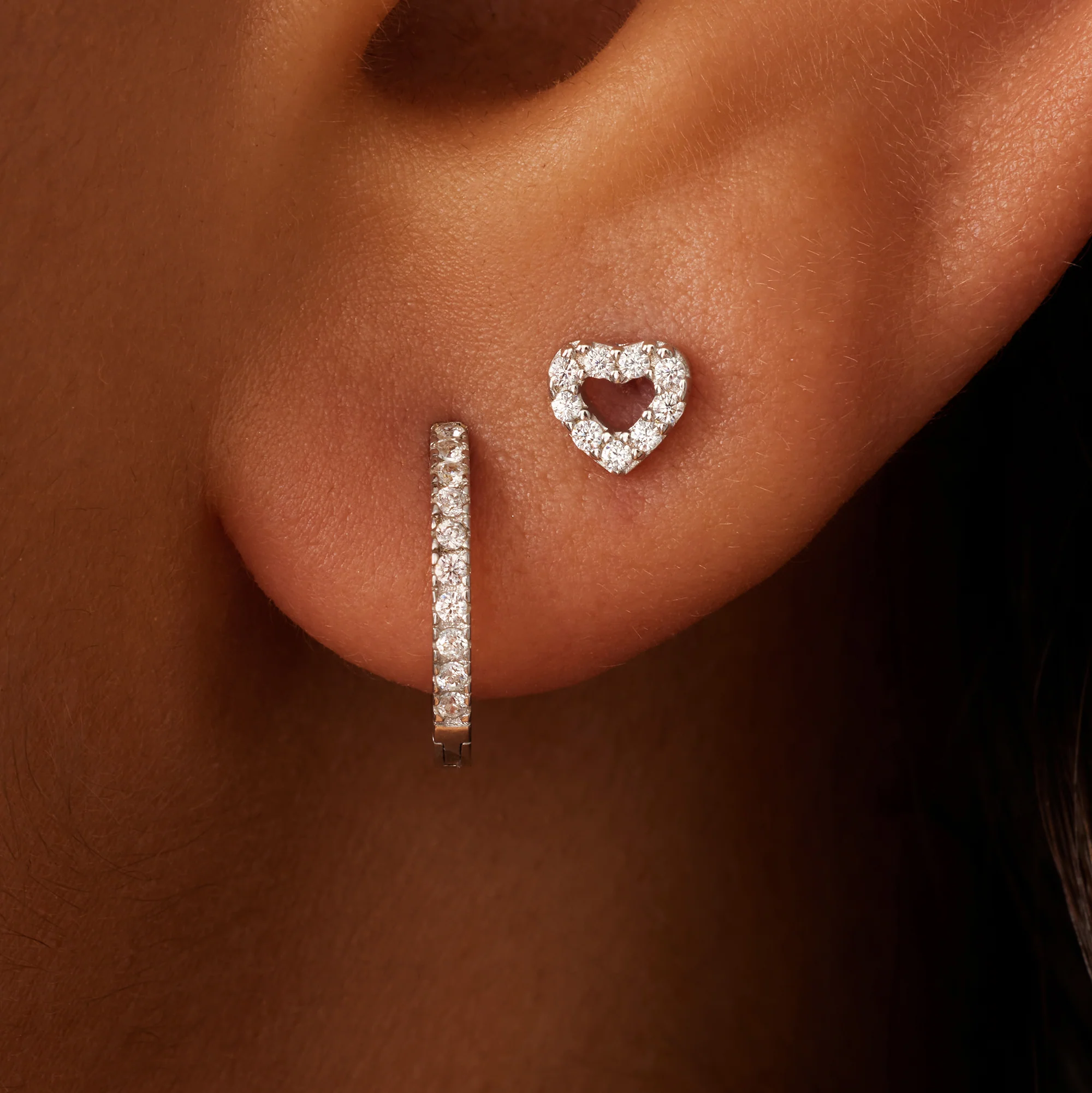 Pavé Cubic Zirconia Huggie Hoops (12mm) - Image 3