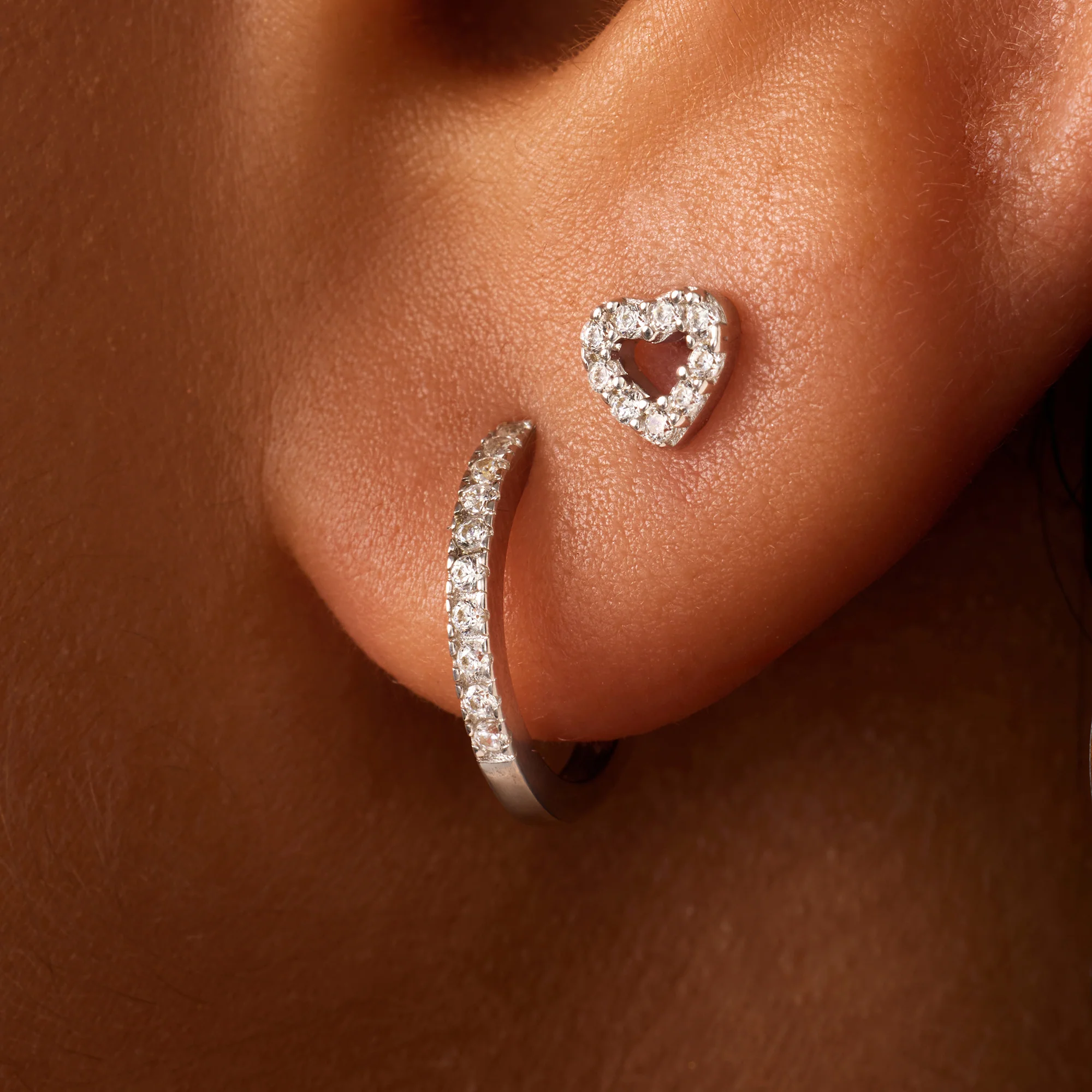 Pavé Cubic Zirconia Huggie Hoops (12mm) - Image 4