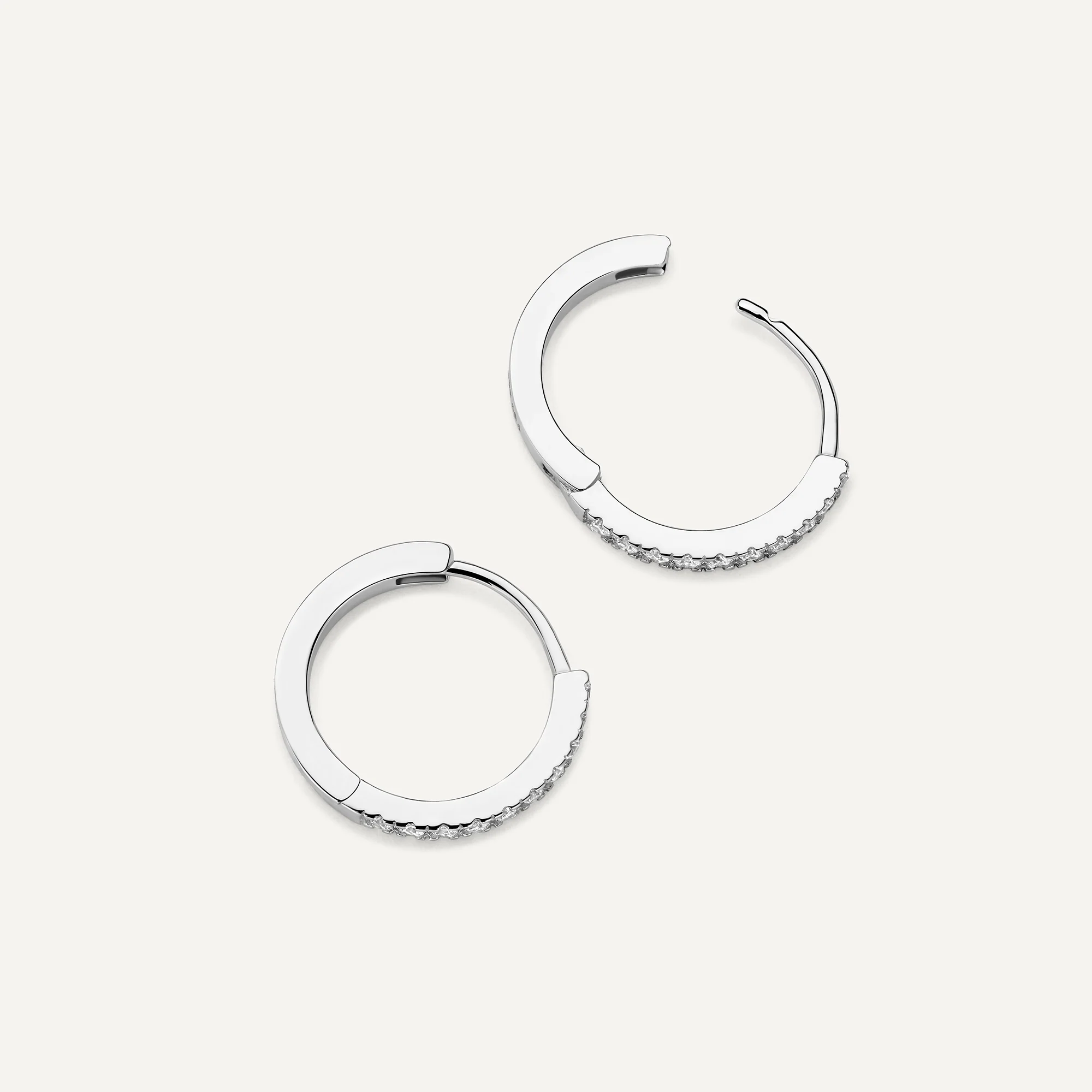Pavé Cubic Zirconia Huggie Hoops (12mm) - Image 5