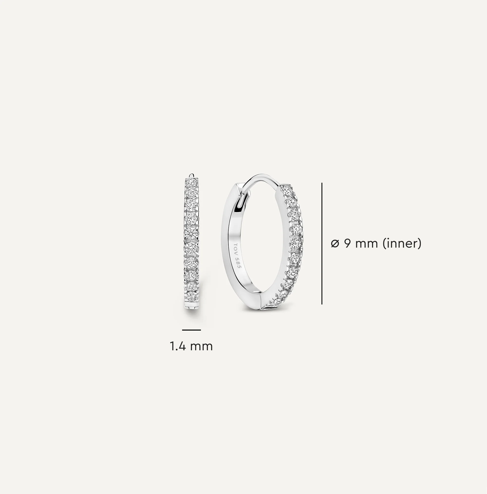 Pavé Cubic Zirconia Huggie Hoops (12mm) - Image 6