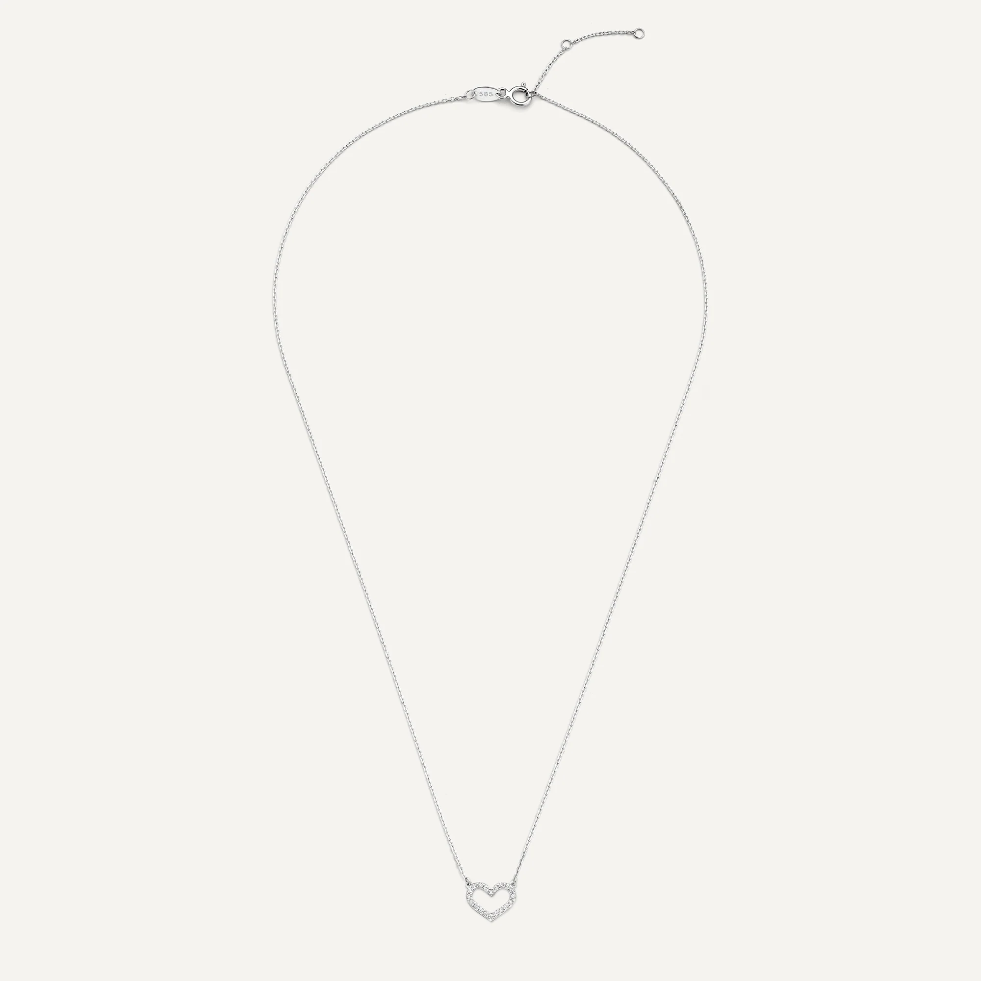 Pavé Cubic Zirconia Open Heart Pendant Necklace - Image 10