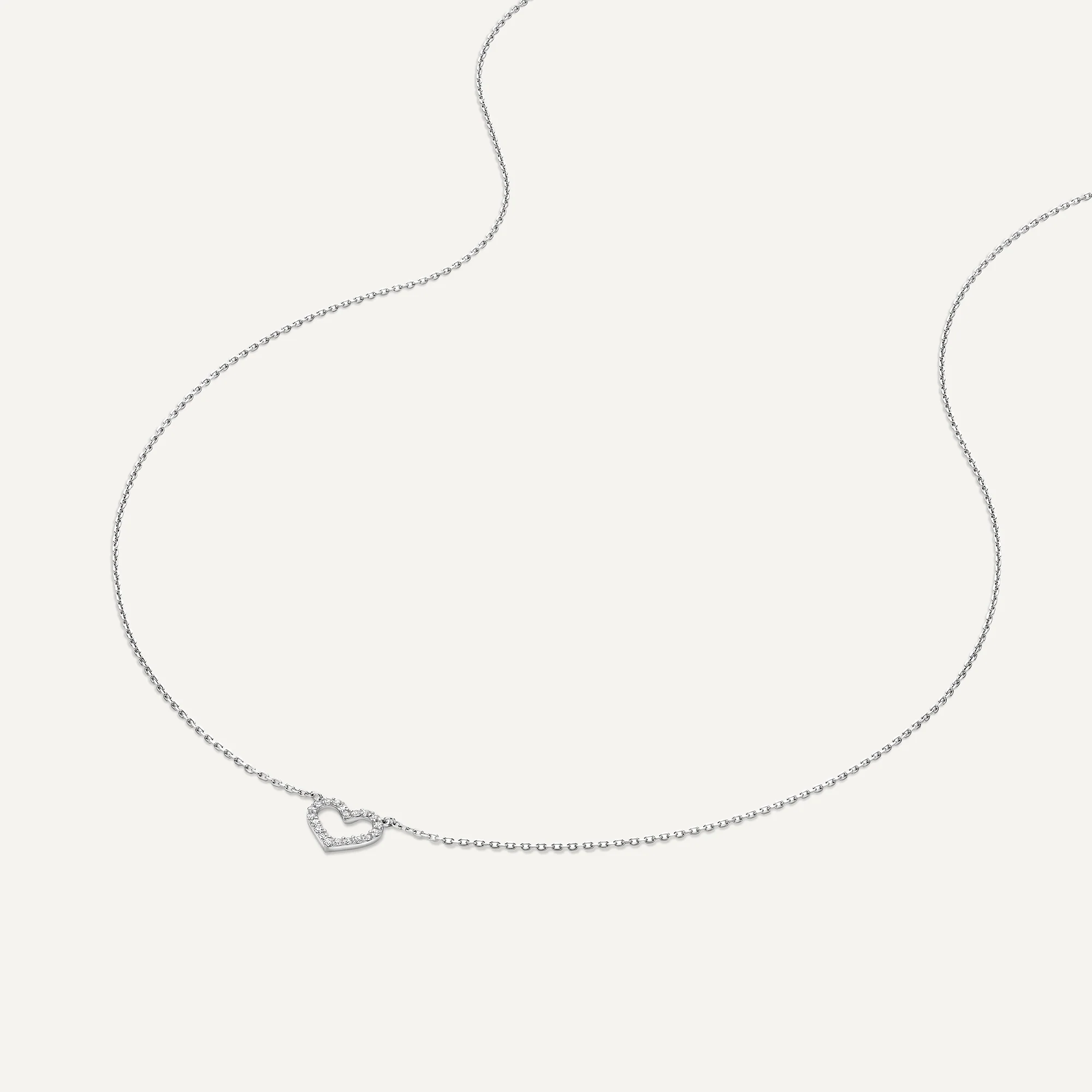 Pavé Cubic Zirconia Open Heart Pendant Necklace - Image 6
